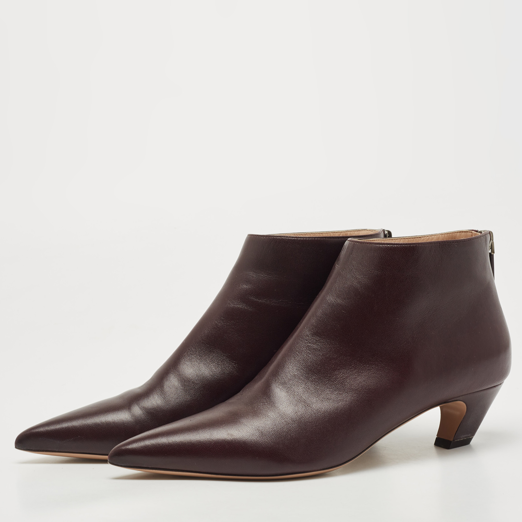 

Dior Burgundy Leather Pointed Toe Ankle Booties Size