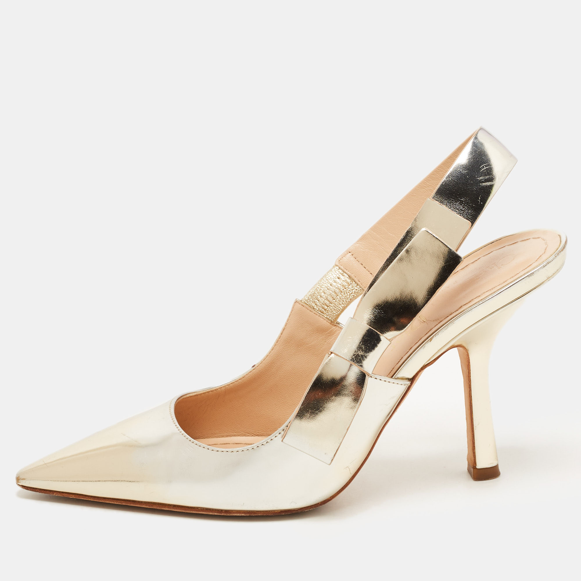 Metallic Leather J'a Slingback Pumps Size 36
