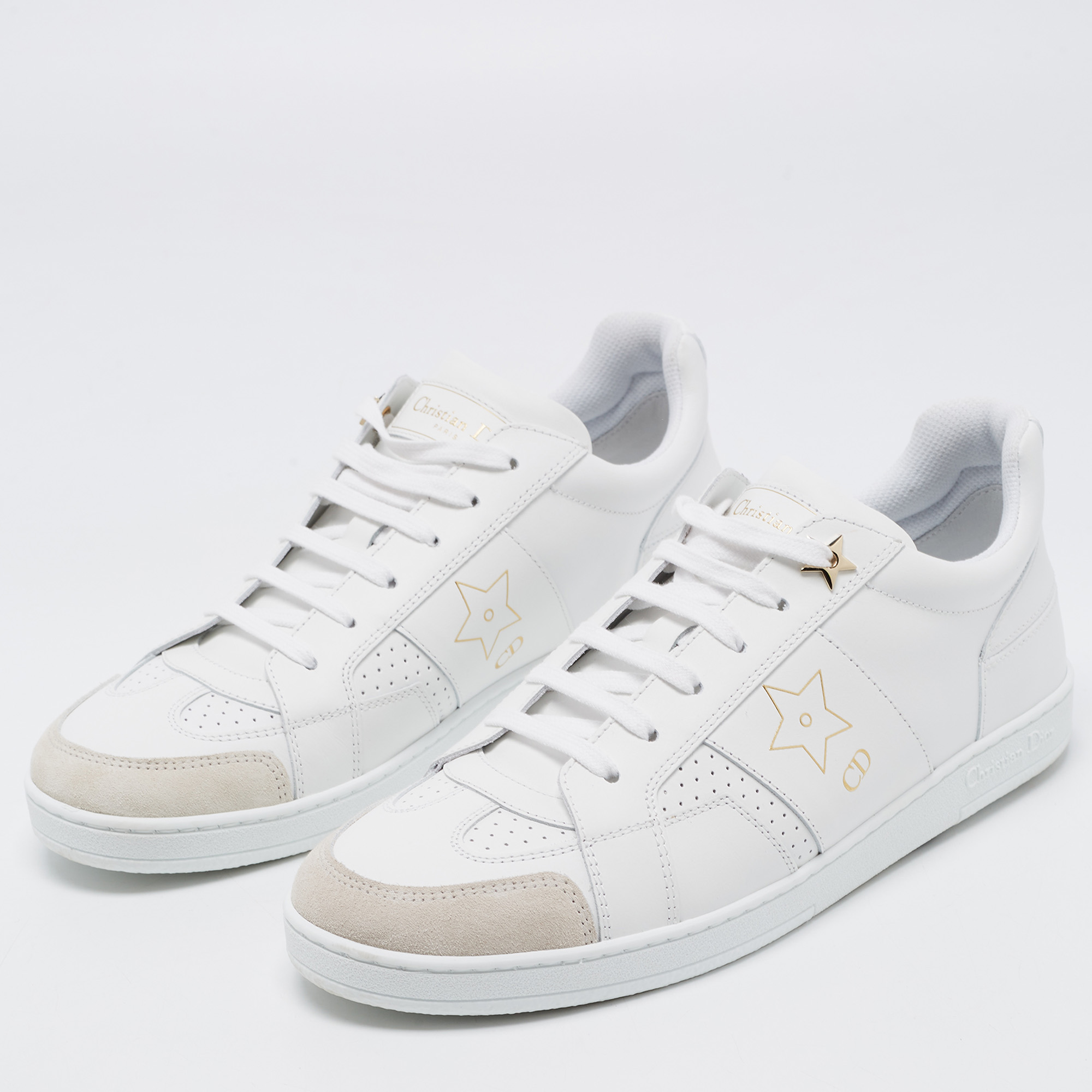 

Dior White Leather Star Low Top Sneakers Size