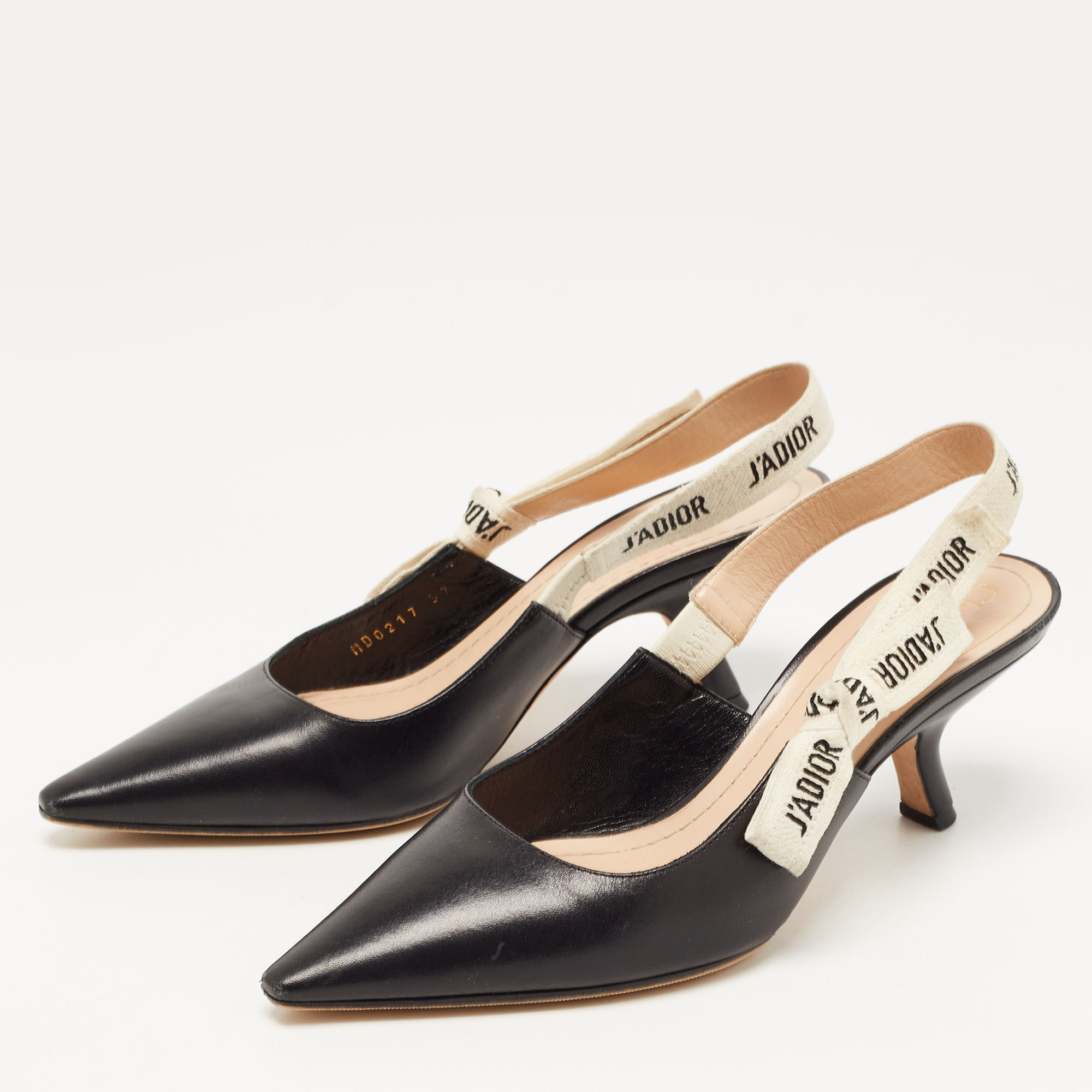 

Dior Black Leather J'adior Slingback Pumps Size