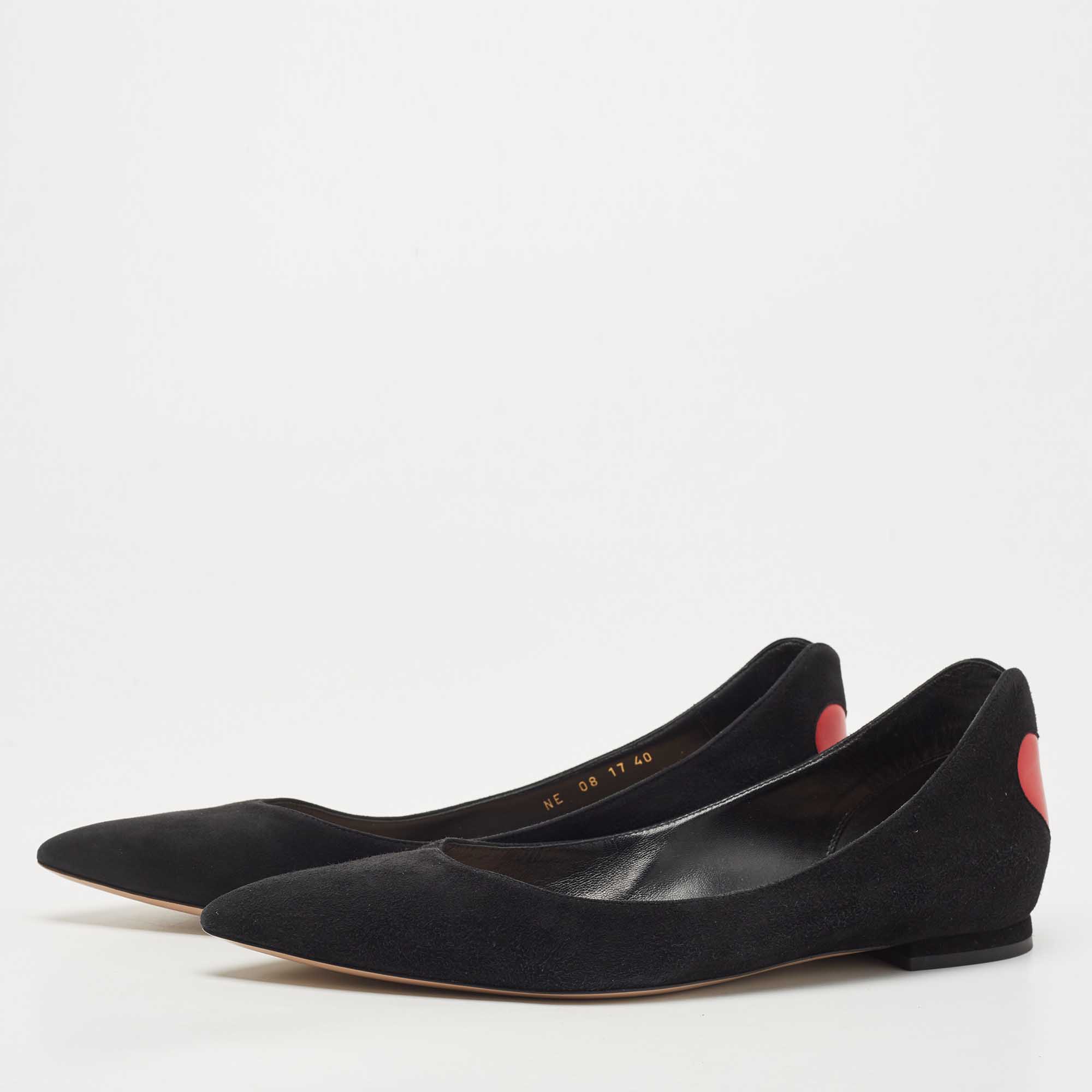 

Dior Black/Red Suede and Leather Amour Ballet Flats Size