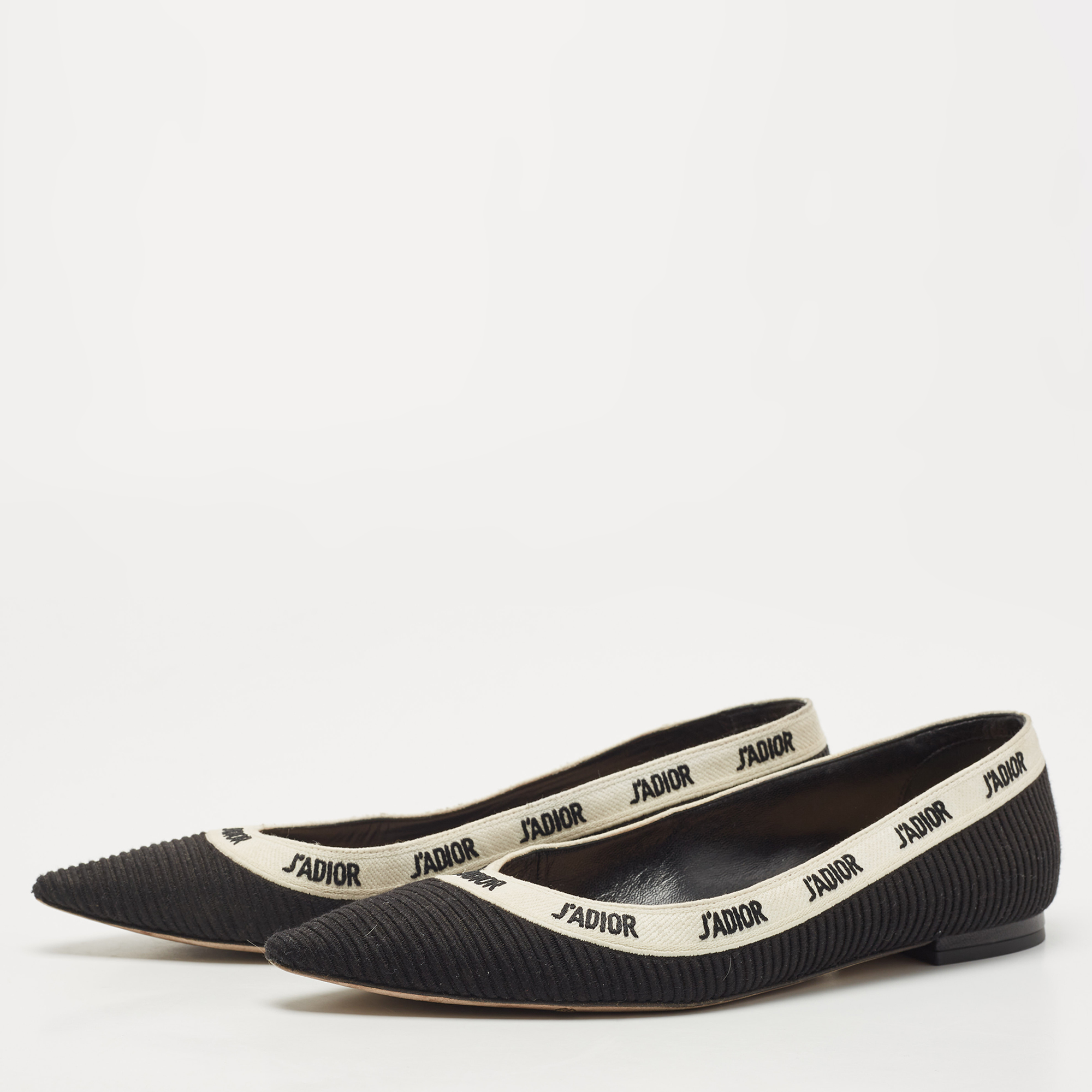 

Dior Black/White Canvas J'adior Ballet Flats Size