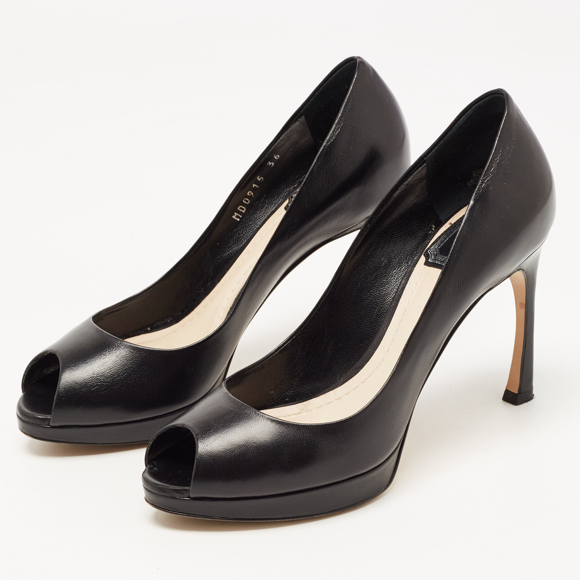 

Dior Black Leather Diorella Pumps Size