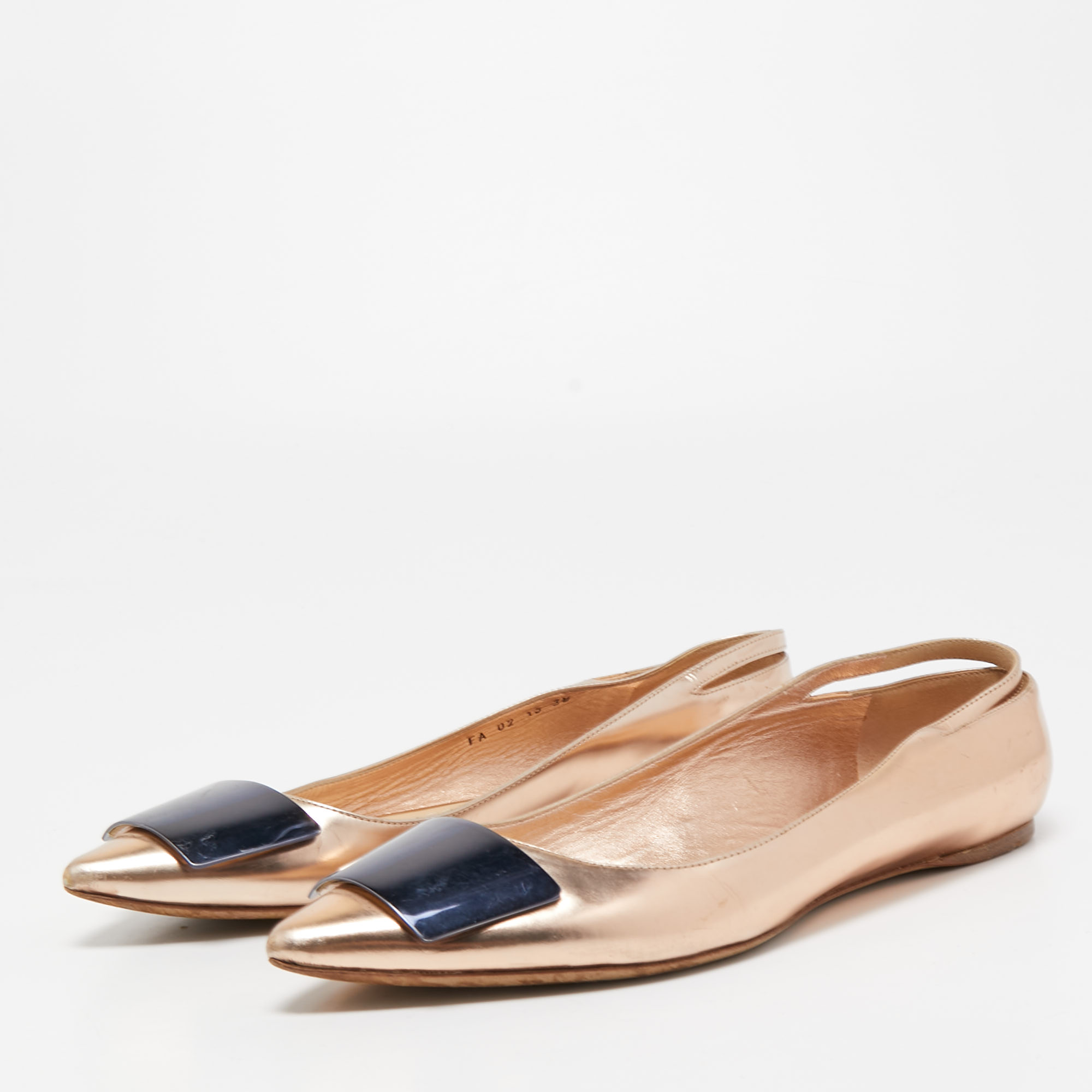 

Dior Rose Gold Patent Leather Bow Ballet Flats Size