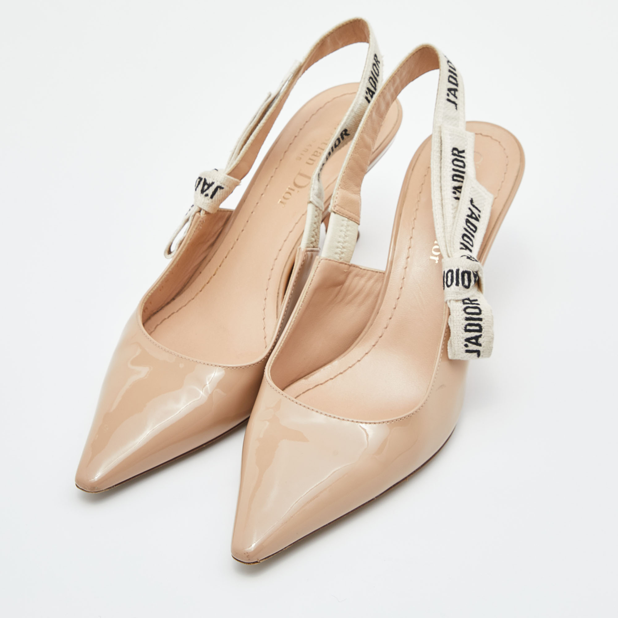 

Dior Beige Patent Leather J'adior Slingback Pumps Size