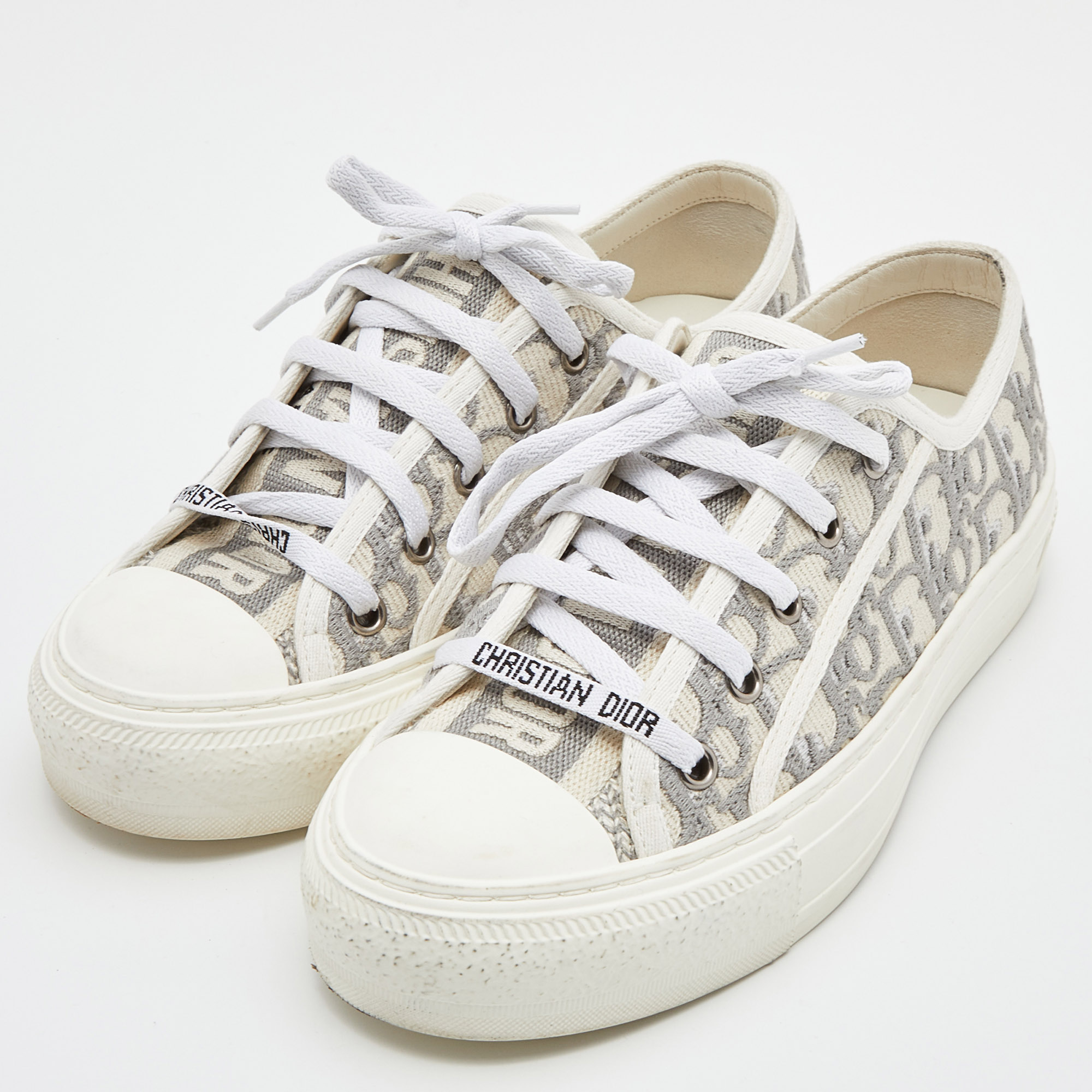 

Dior GRey/White Canvas Walk'n'Dior Low Top Sneakers Size