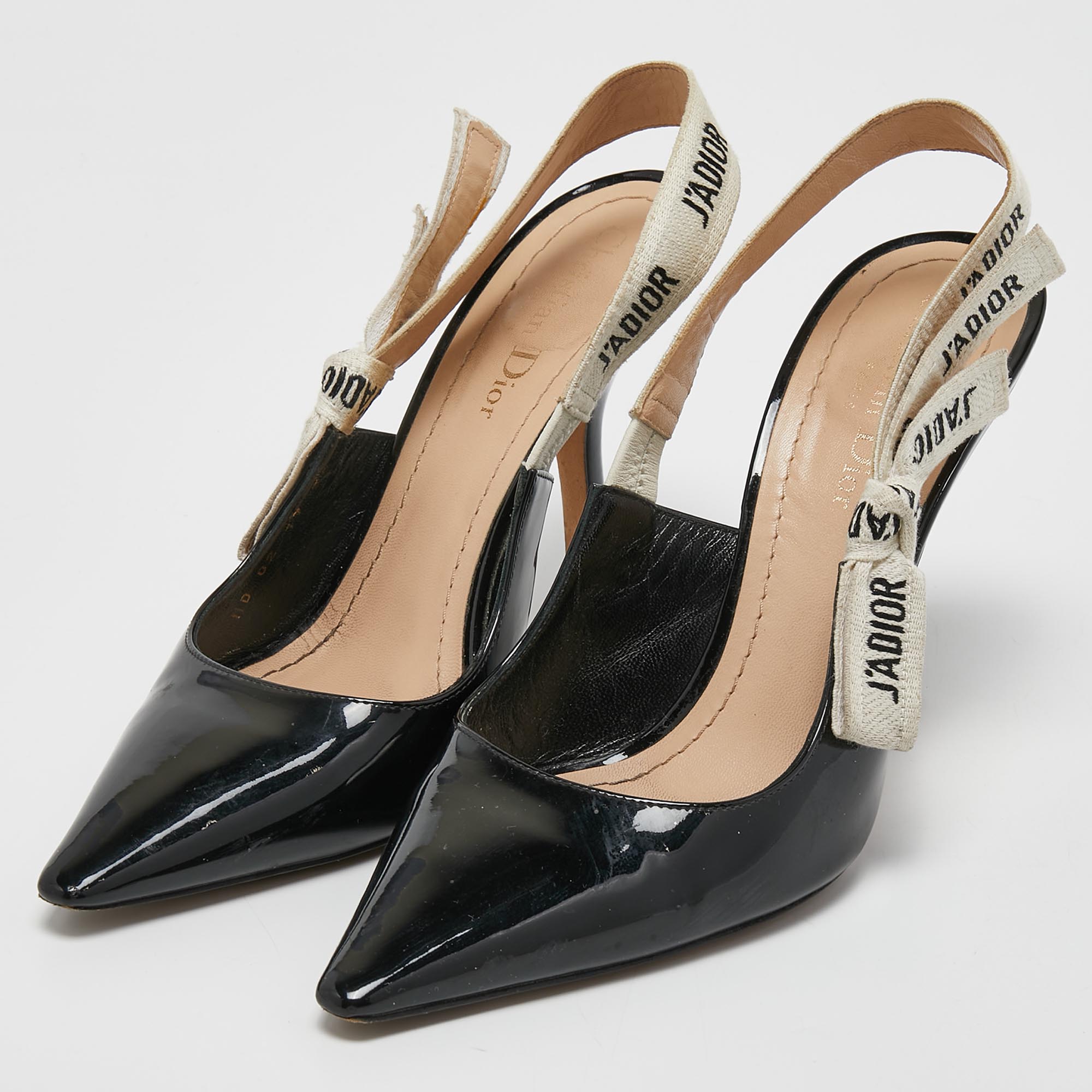 

Dior Black Patent Leather J'adior Slingback Pumps Size