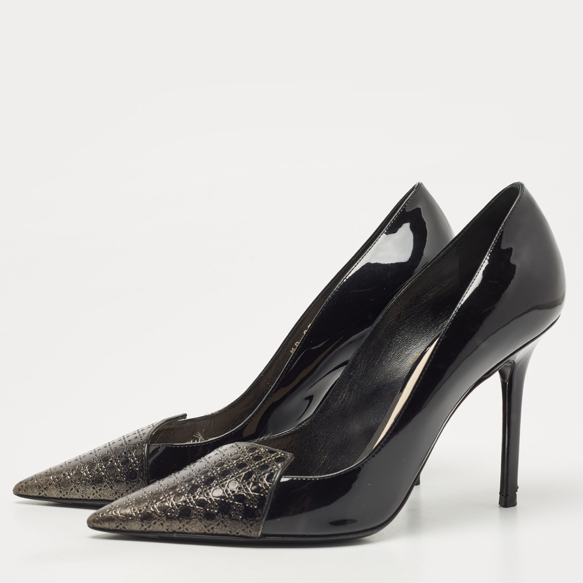 

Dior Black Patent Leather Cannage Cap Toe Spade Pumps Size