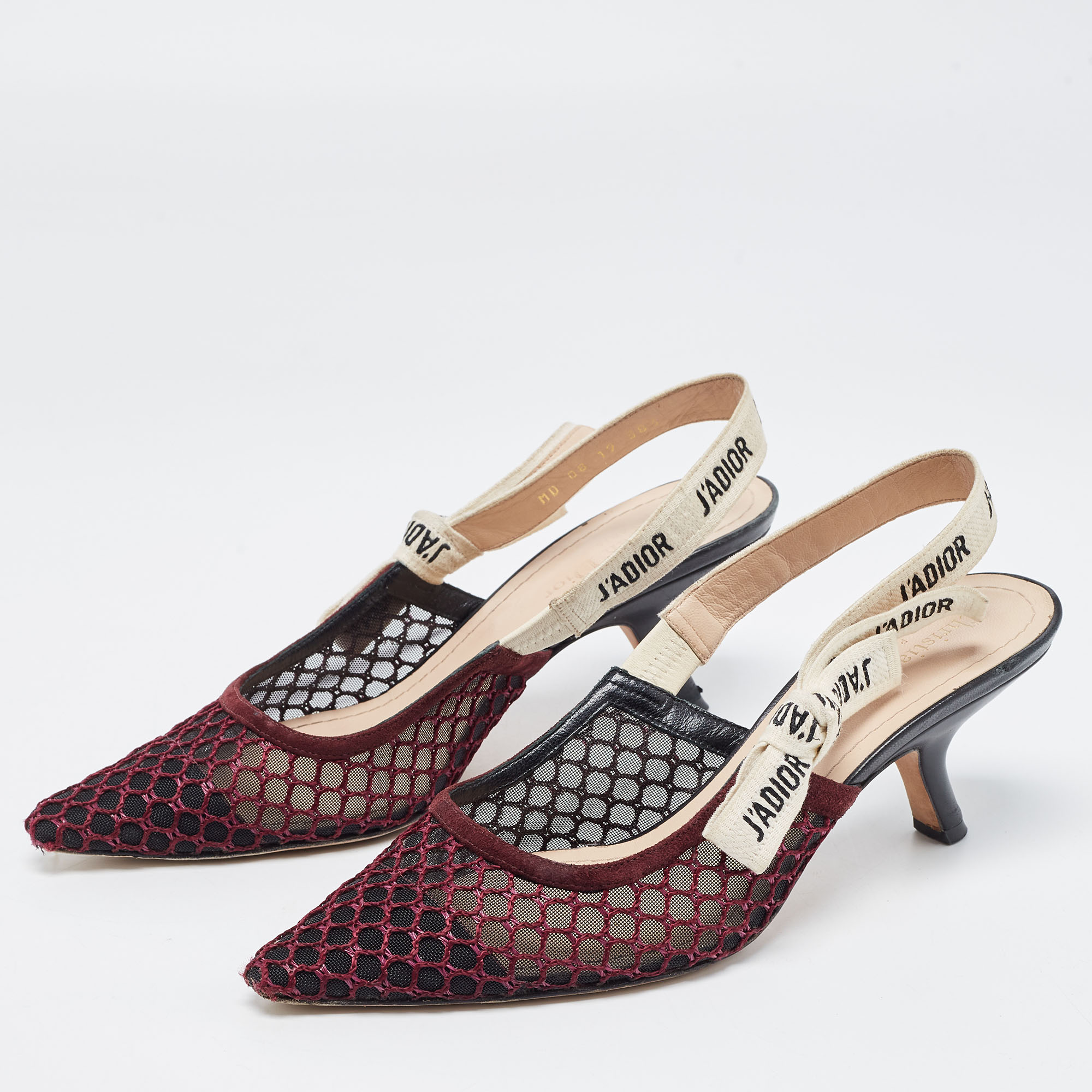 

Dior Burgundy Suede and Mesh J'adior Slingback Pumps Size