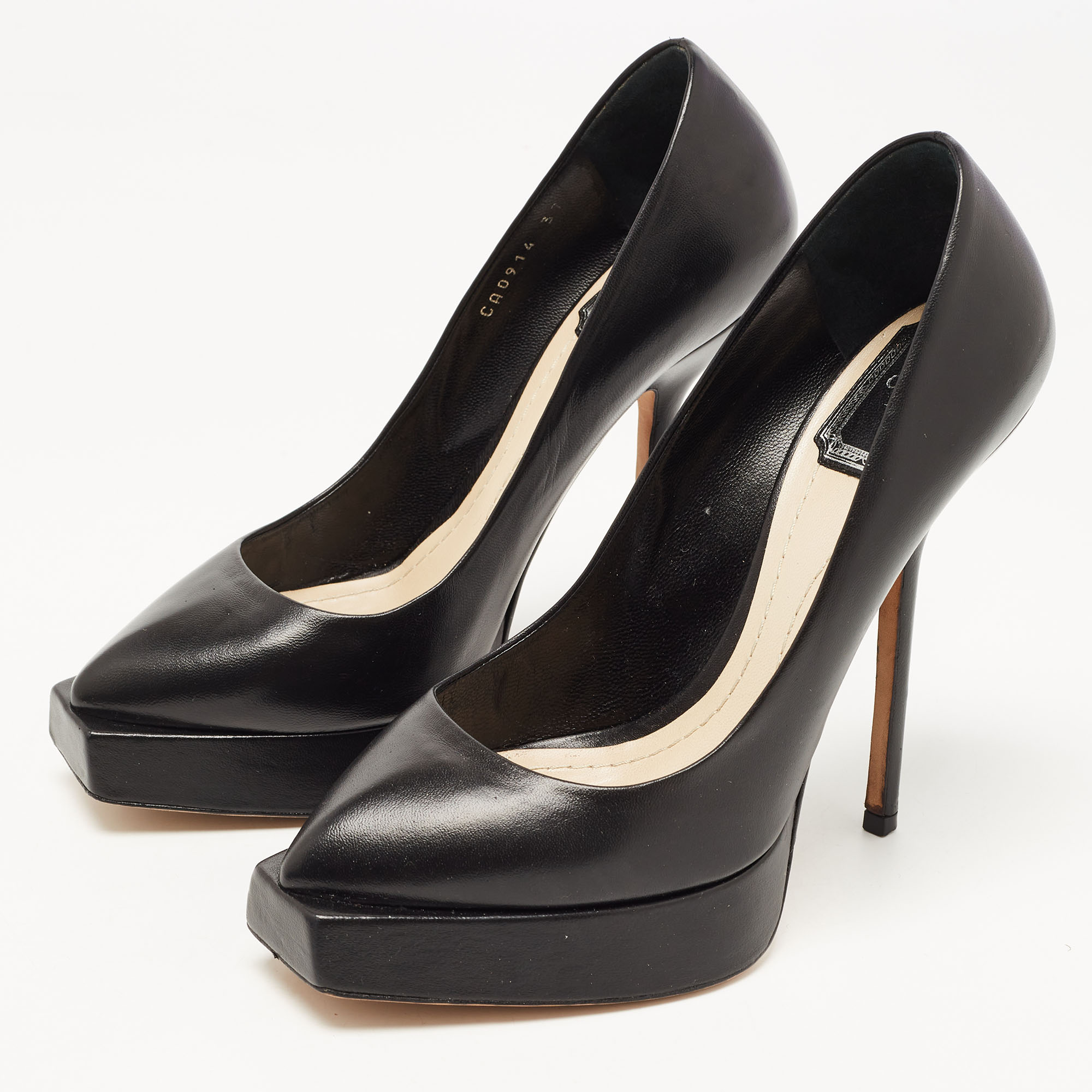 Dior Black Leather Platform Pumps Size