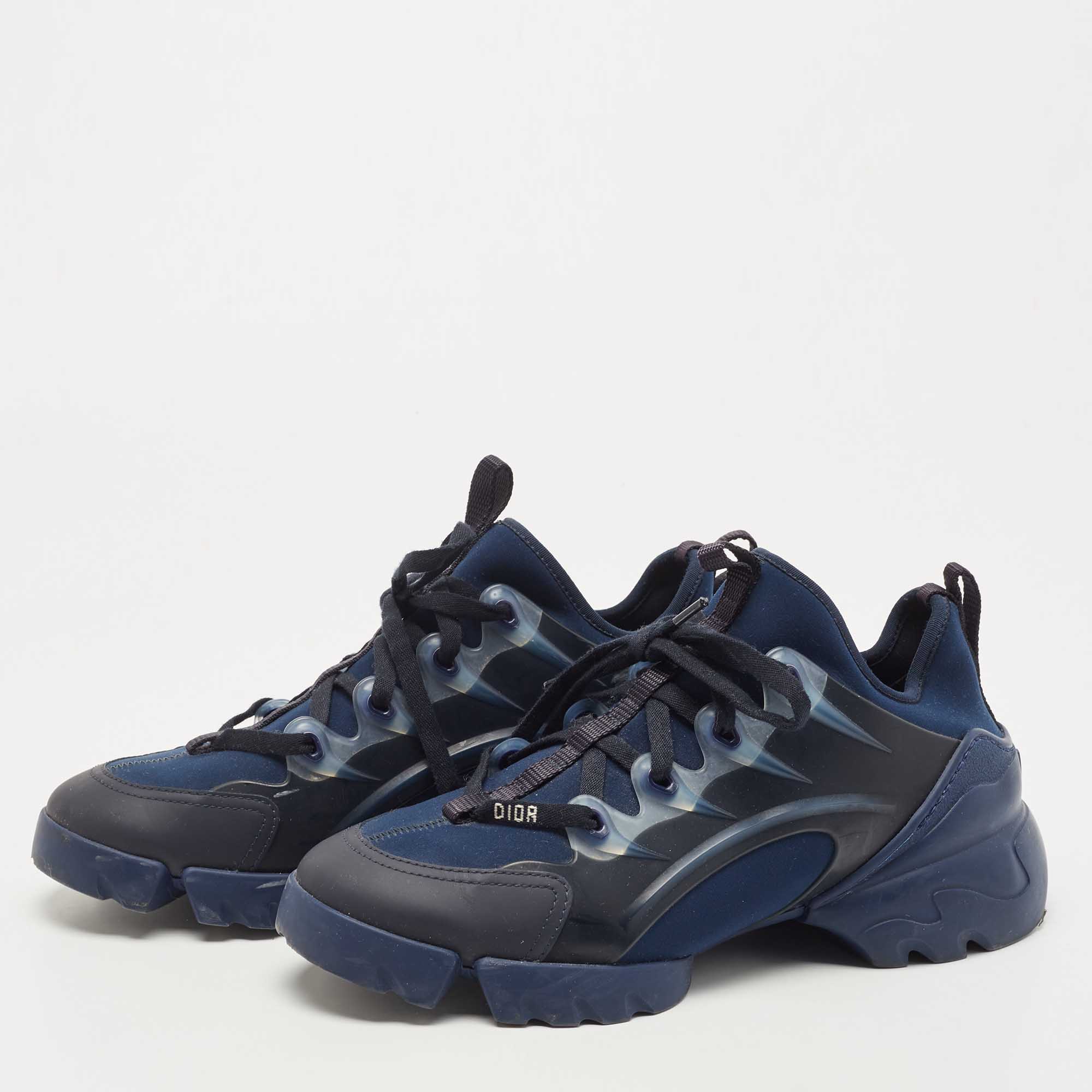 

Dior Navy Blue/Transparent PVC and Fabric D-Connect Sneakers Size