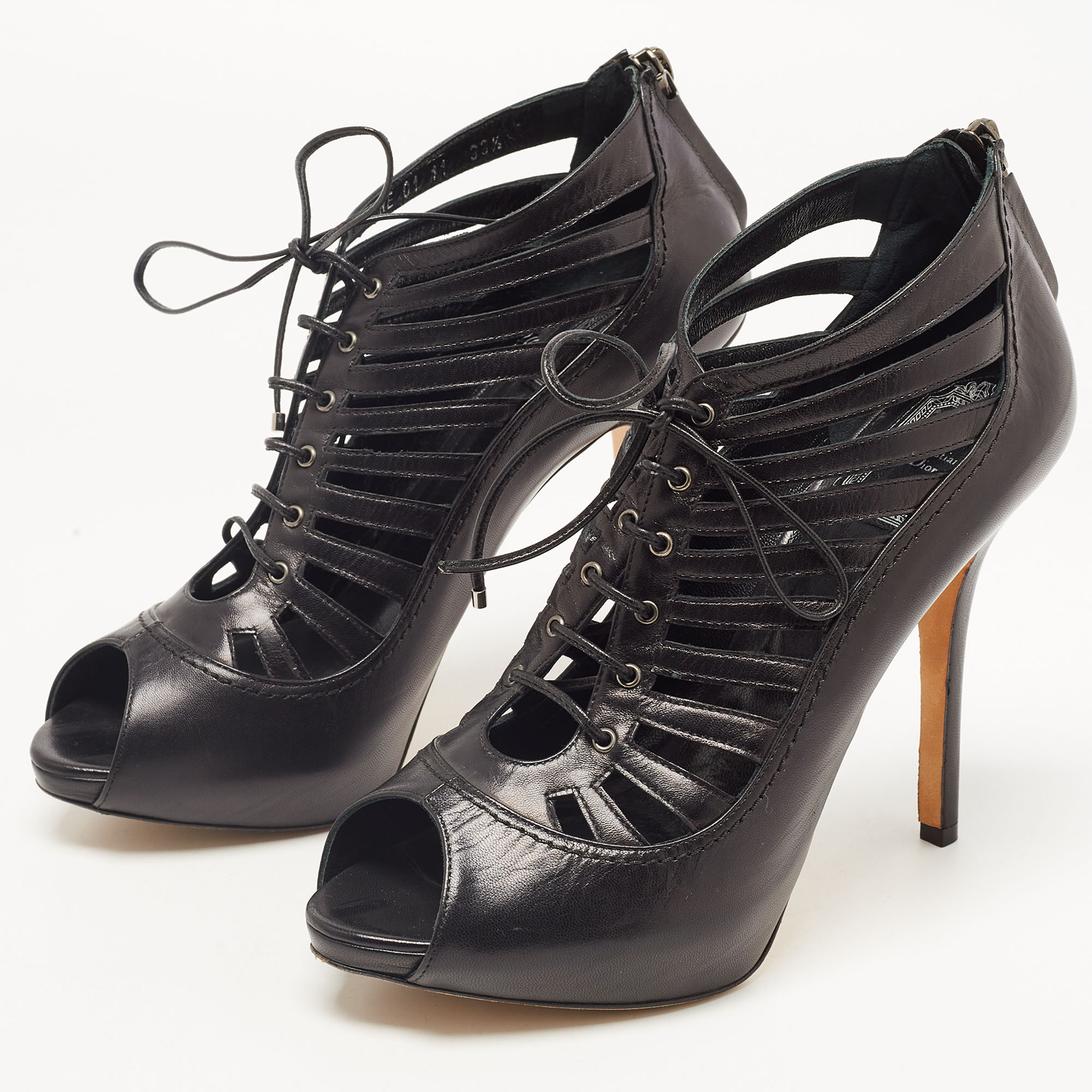 

Dior Black Leather Gladiator Ankle Boots Size