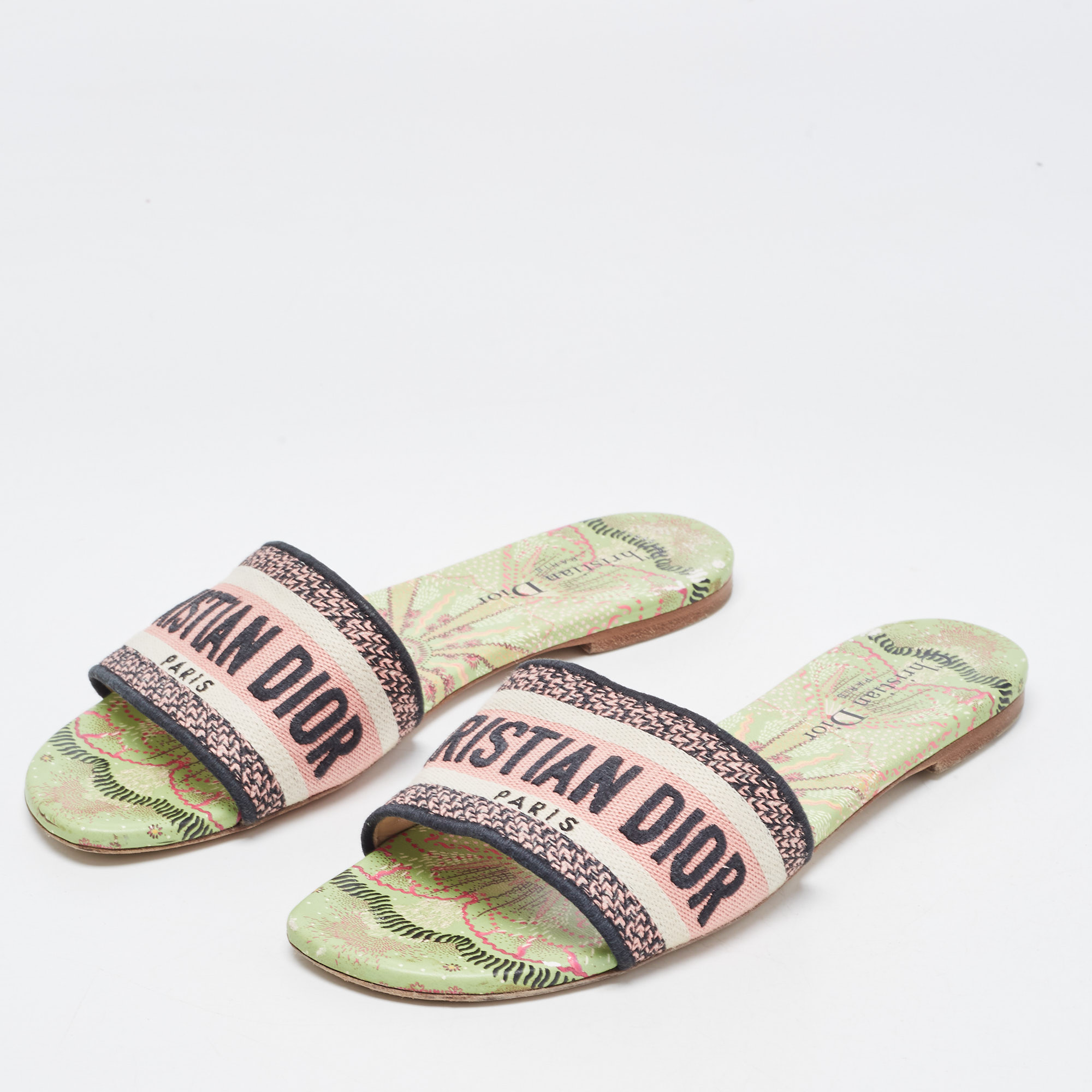 

Dior Multicolor Canvas Dway Flat Slides Size