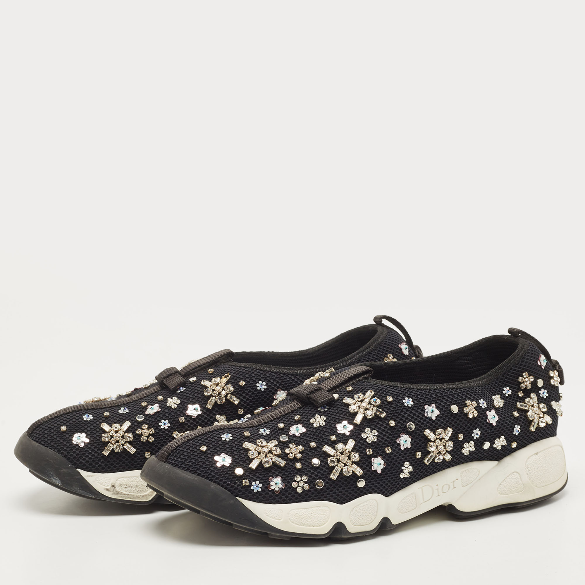 

Dior Black Mesh Fusion Embellished Low Top Sneakers Size