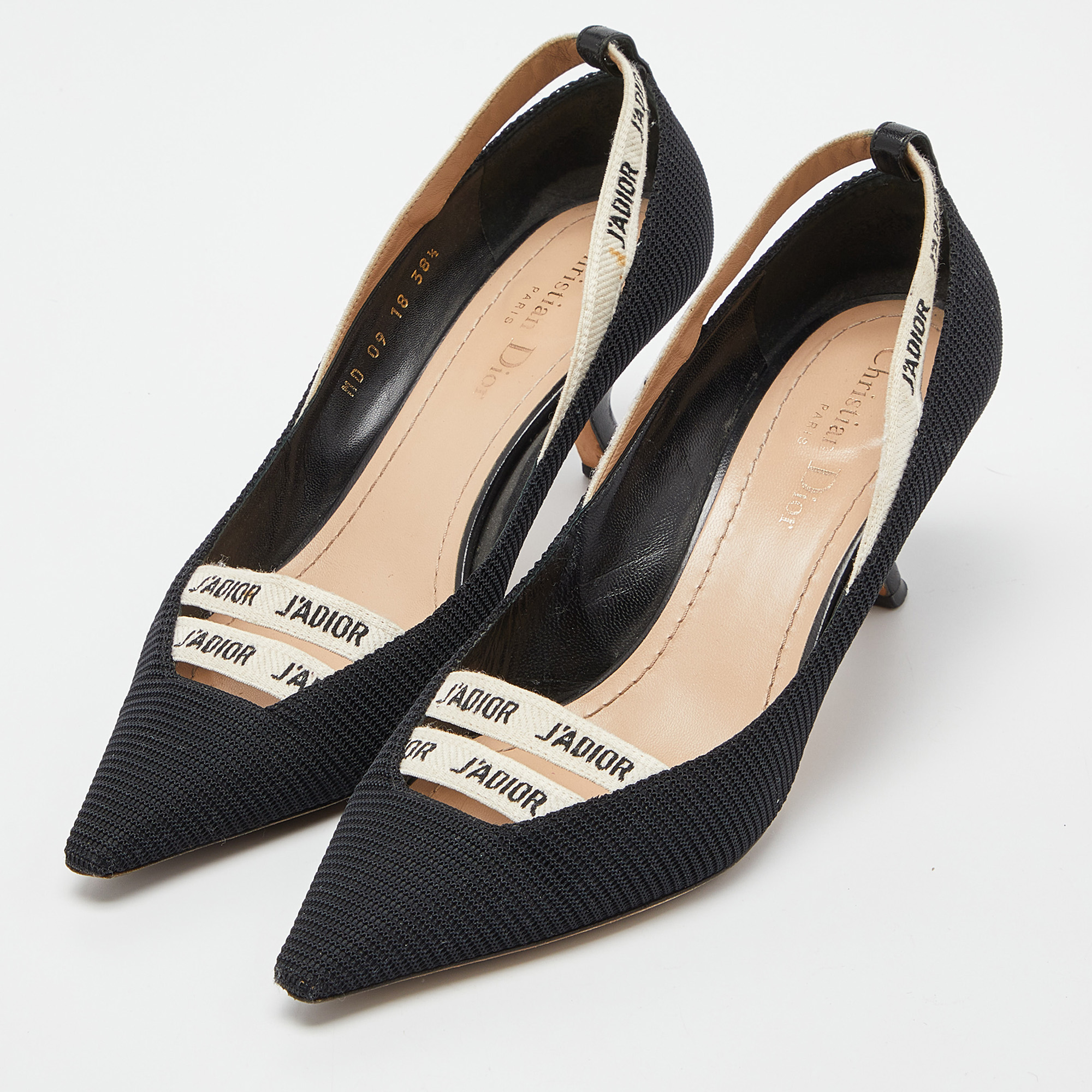 

Dior J'adior Black Canvas Ribbon Pointed Toe Pumps Size