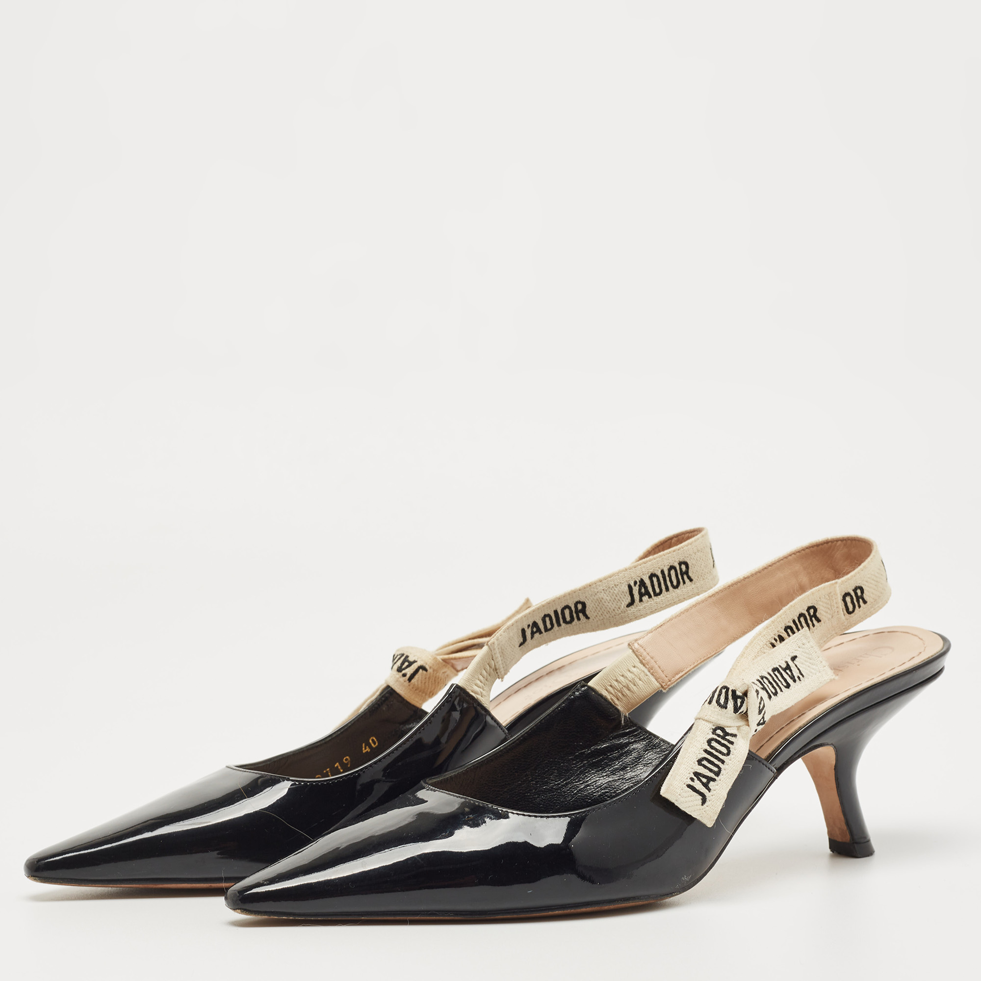 

Dior Black Patent Jadior Slingback Pumps Size