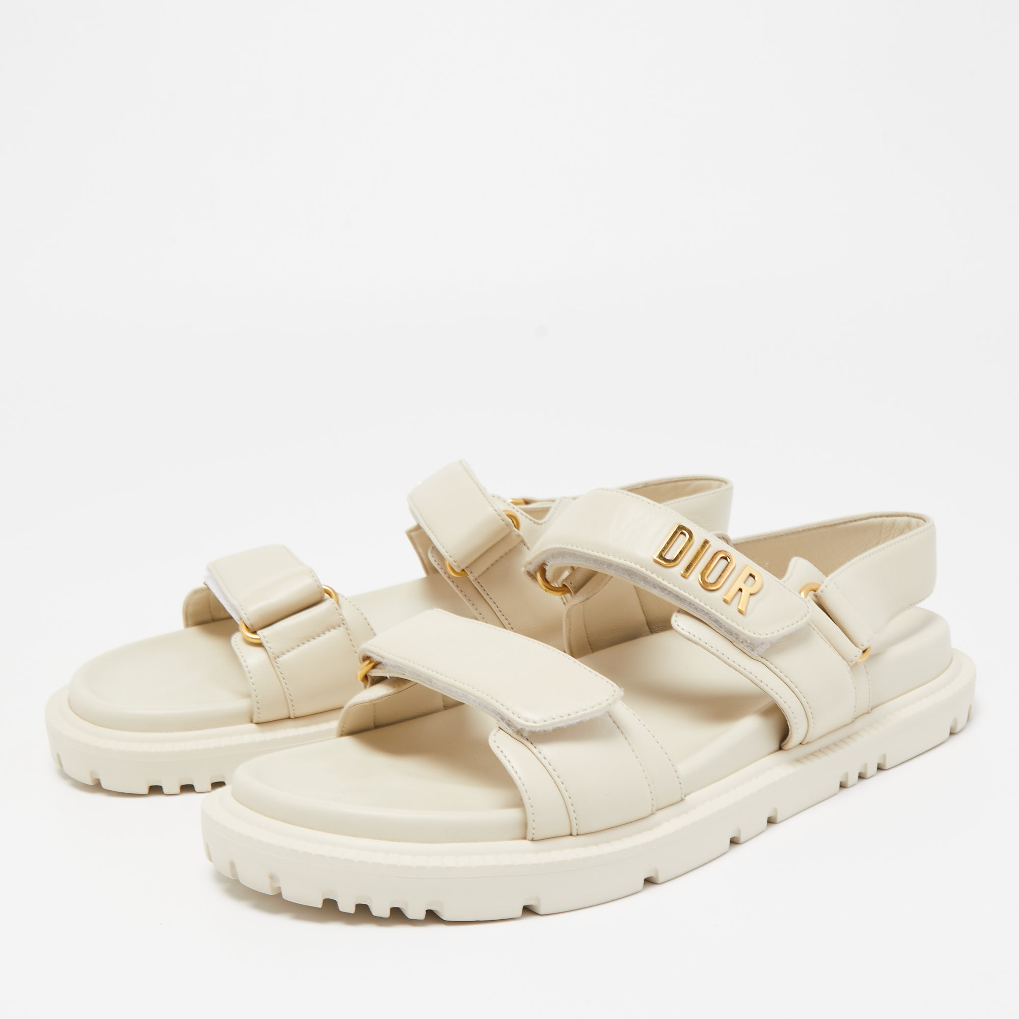 

Dior Cream Leather DiorAct Slingback Sandals Size