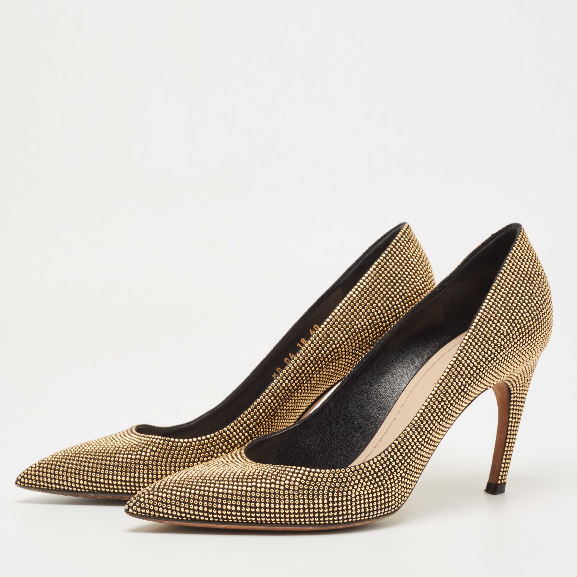 

Dior Black/Gold Studded Suede Pointed Toe Pumps Size