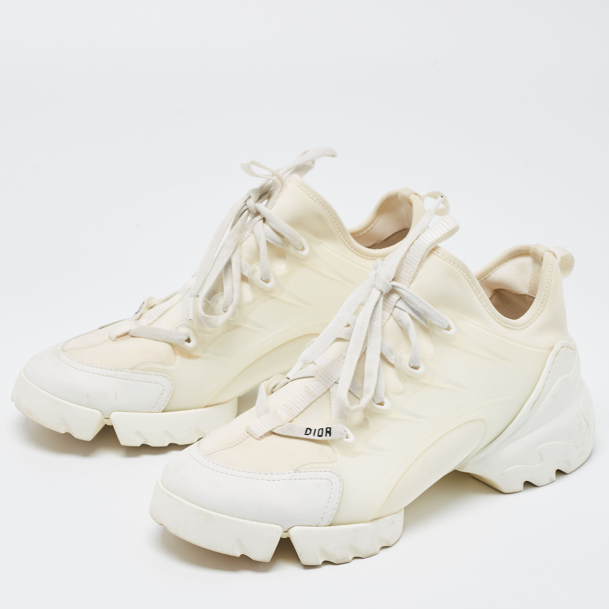 

Dior White Leather and Fabric D-Connect Sneakers Size