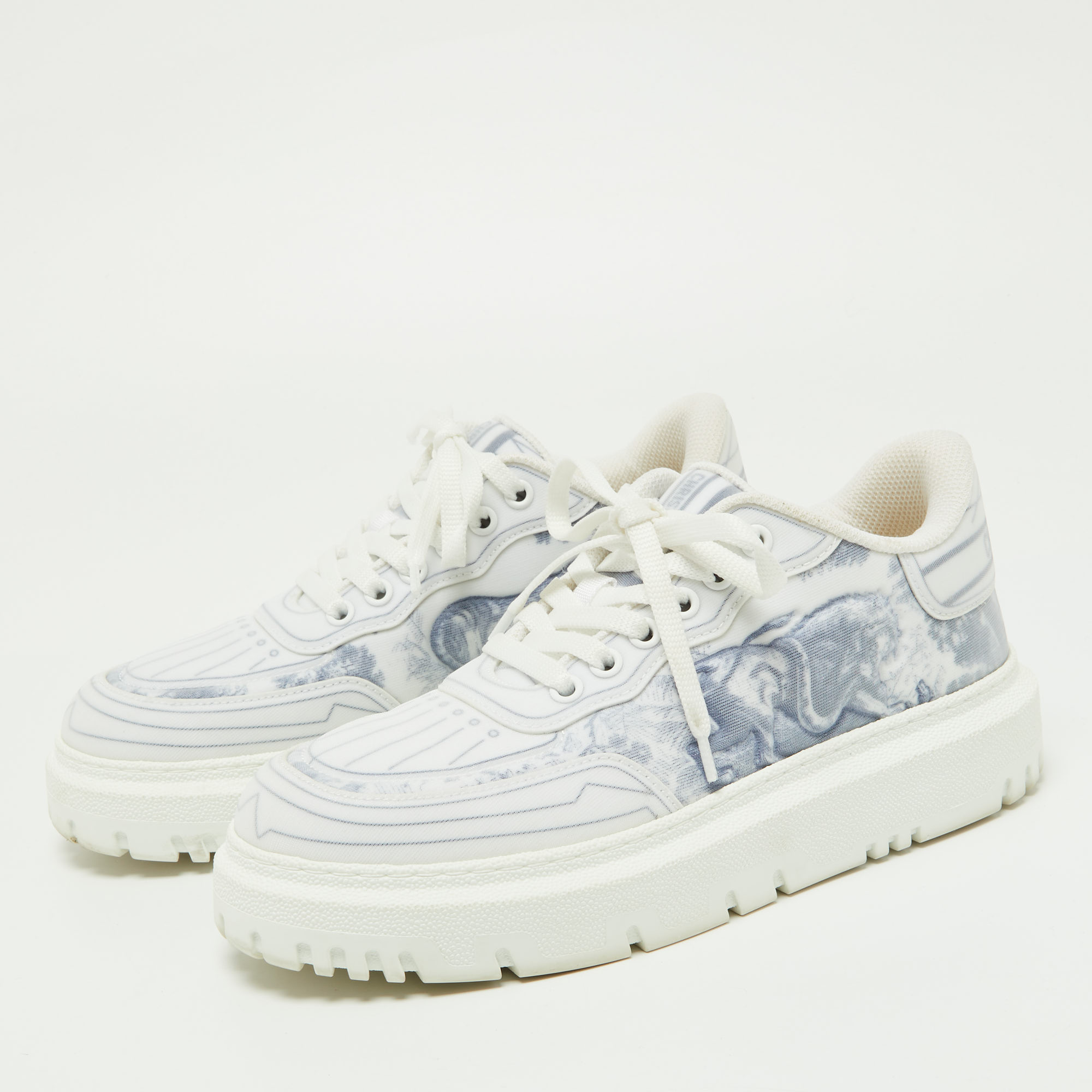 

Dior Blue/White Toile De Jouy Technical Fabric Addict Sneakers Size