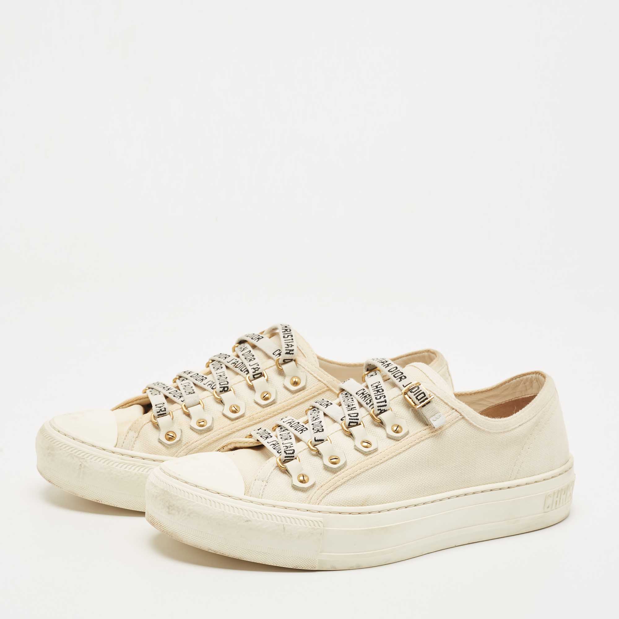 

Dior White Canvas Walk'n'Dior Low Top Sneakers Size