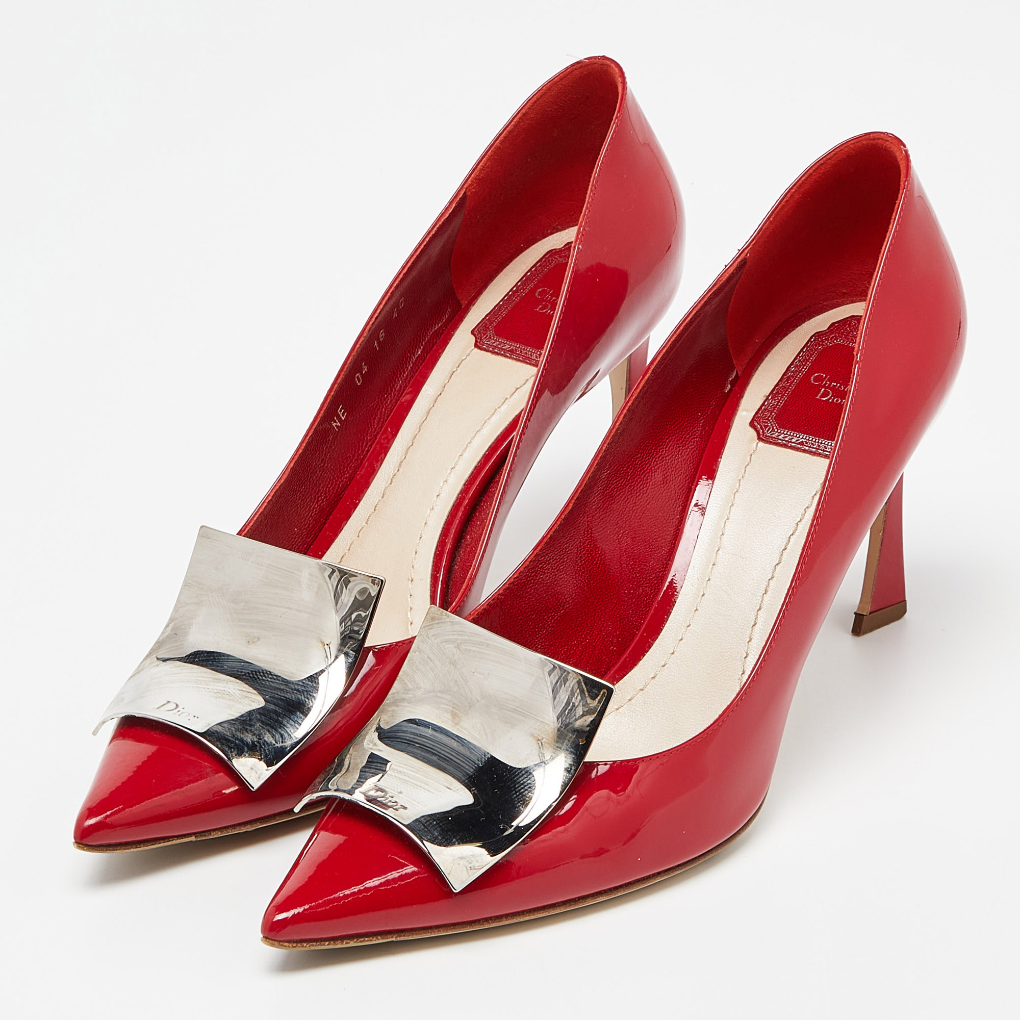 

Dior Red Patent Leather Metal Pointed Toe Pumps Size