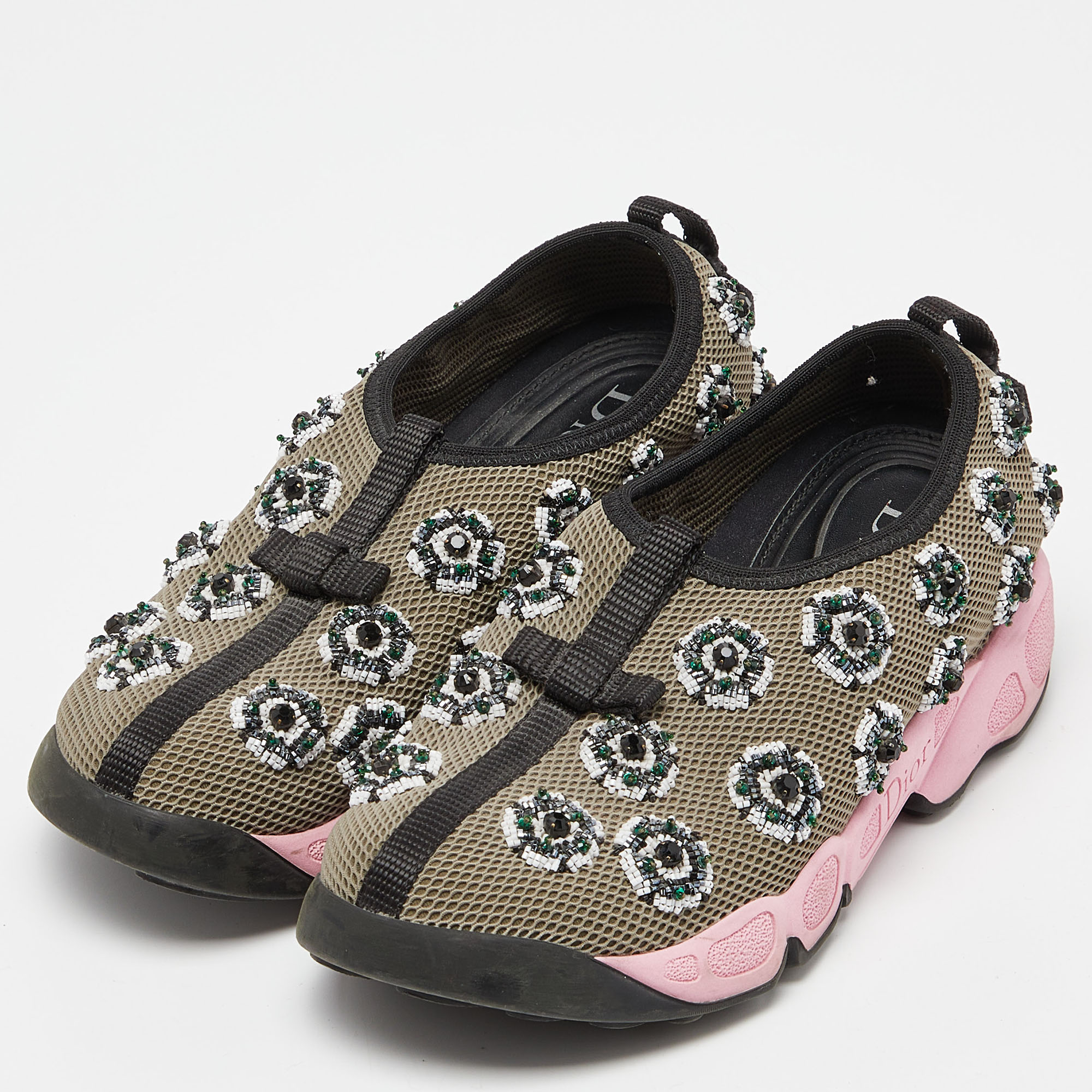 

Dior Grey Embellished Mesh Fusion Sneakers Size