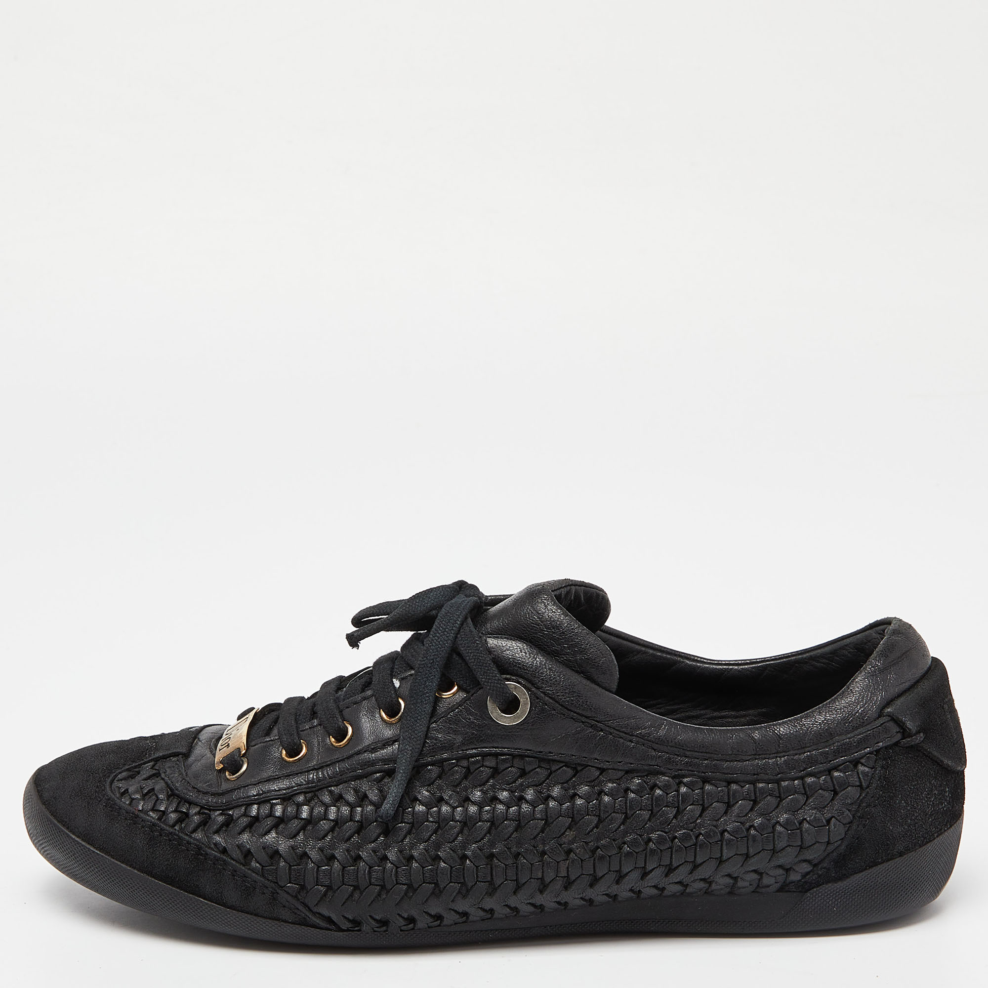 

Dior Black Suede and Woven Leather Lace Up Sneakers Size