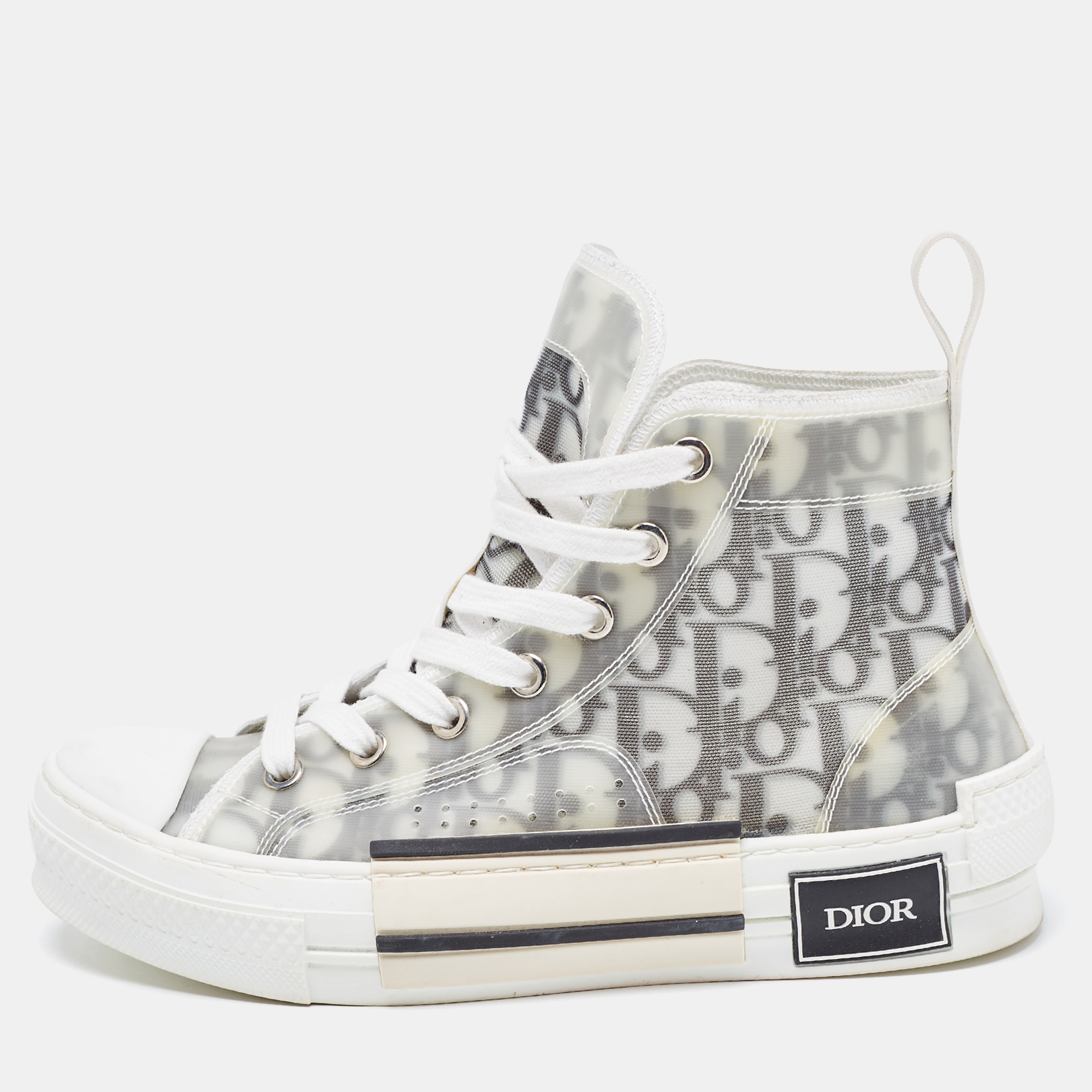 DIOR Vibe Sneaker Gray Dior Oblique Technical Fabric And Transparent Rubber - Size 35.5 - Women