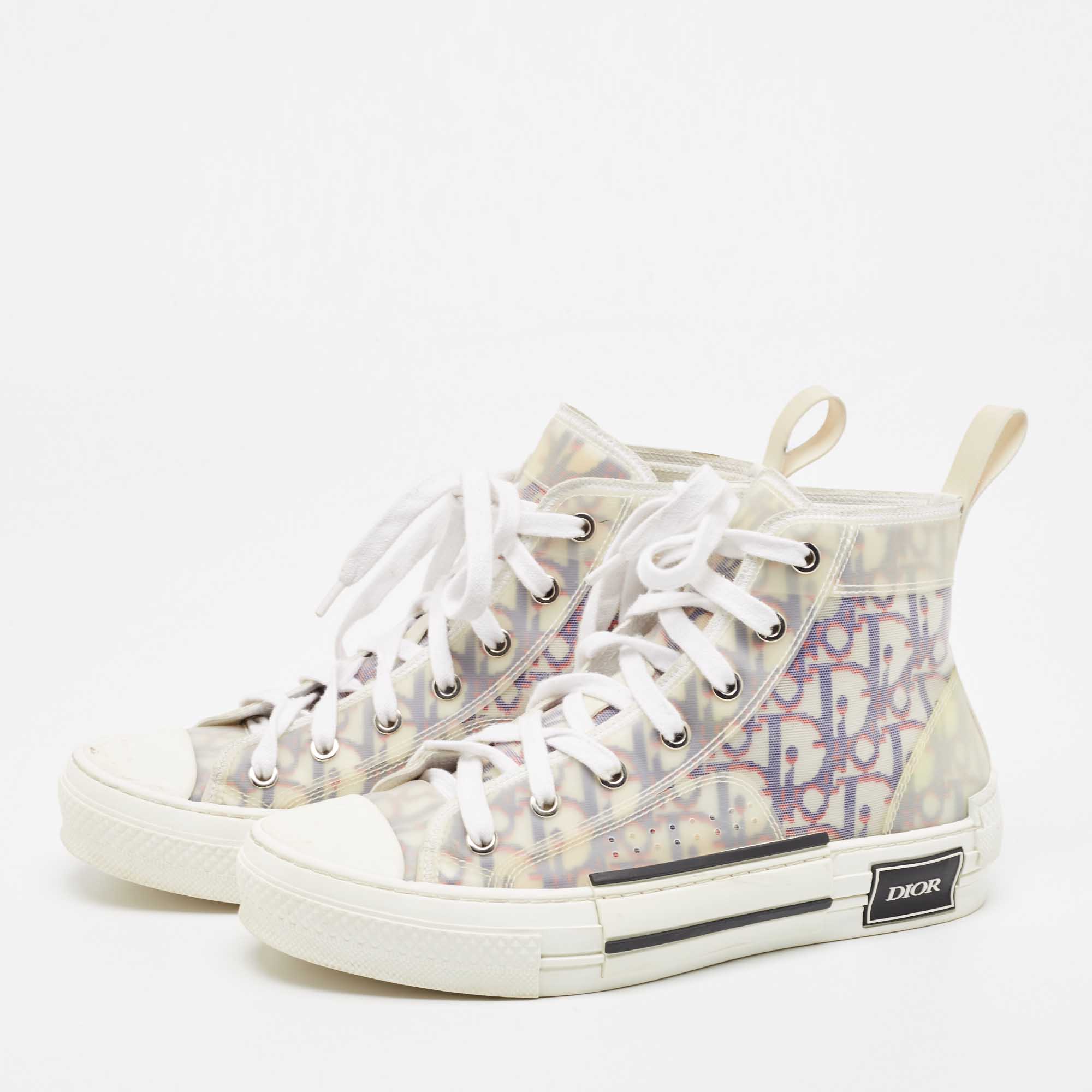 

Dior White/Black PVC And Oblique Mesh B23 High-Top Sneakers Size
