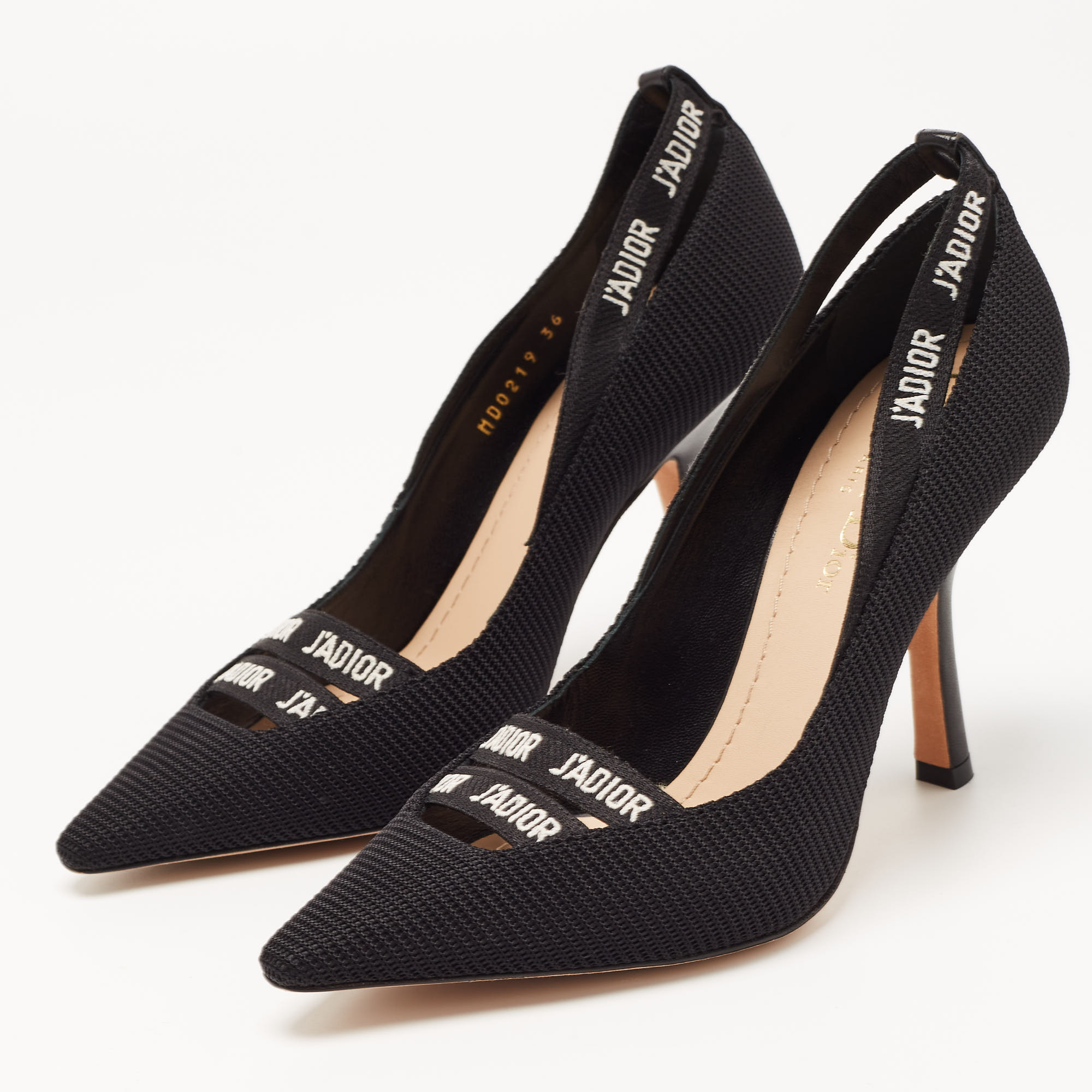 

Dior Black Technical Fabric and Leather J'adior Pointed Toe Pumps Size, Gold