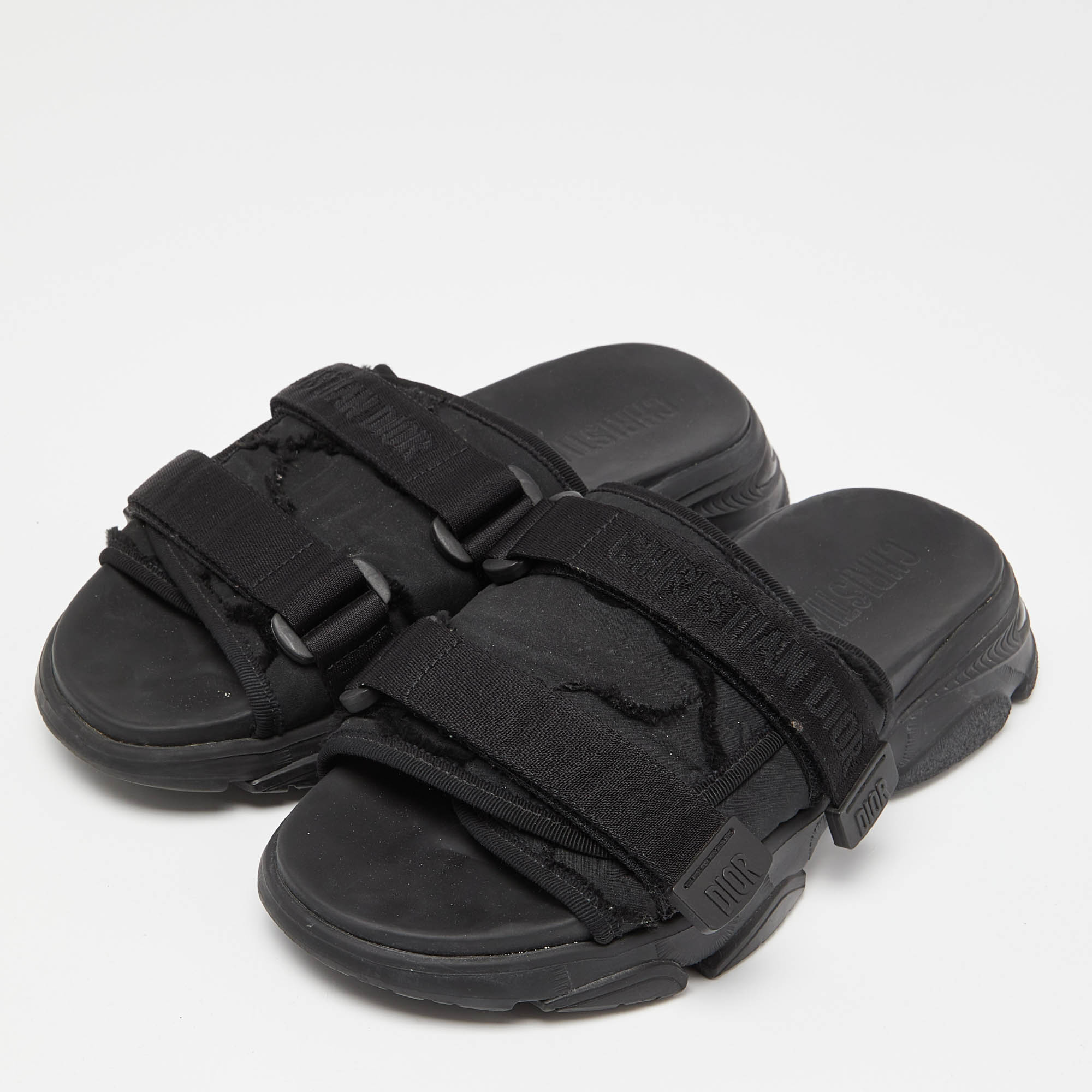 

Dior Black Fabric D-Wander Sandals Size