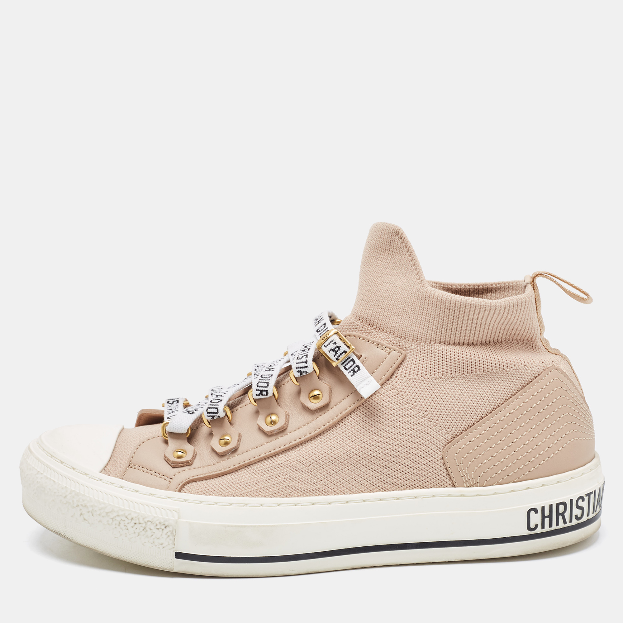 

Dior Pink Knit Fabric Walk'n'Dior High Top Sneakers Size