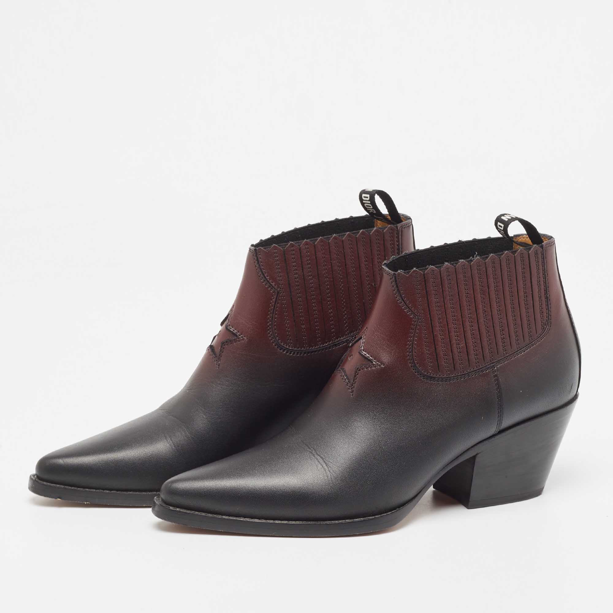 

Dior Black/Burgundy Leather Dior L.A Ankle Boots Size