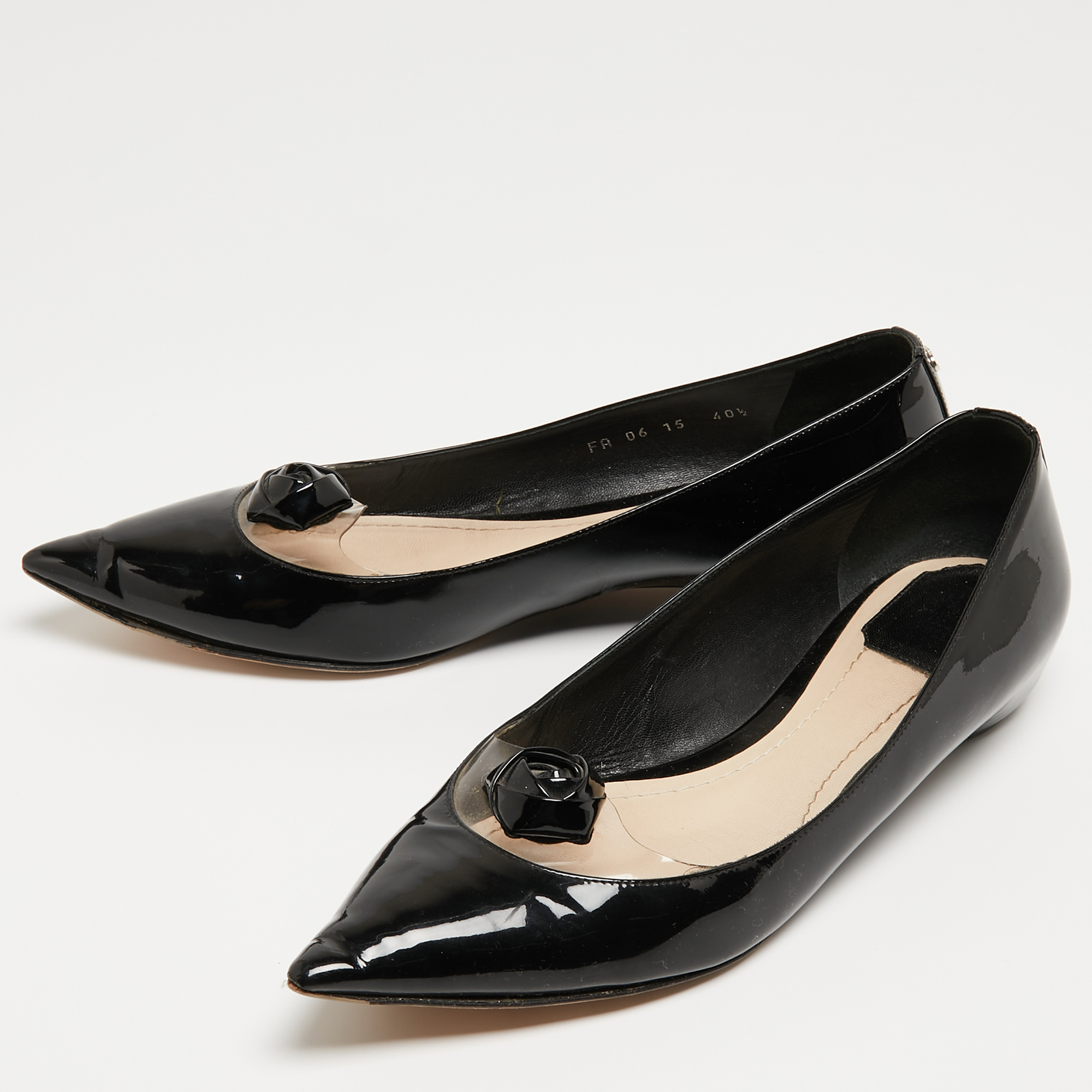 

Dior Black Patent Leather and PVC Pointed Toe Ballet Flats Size