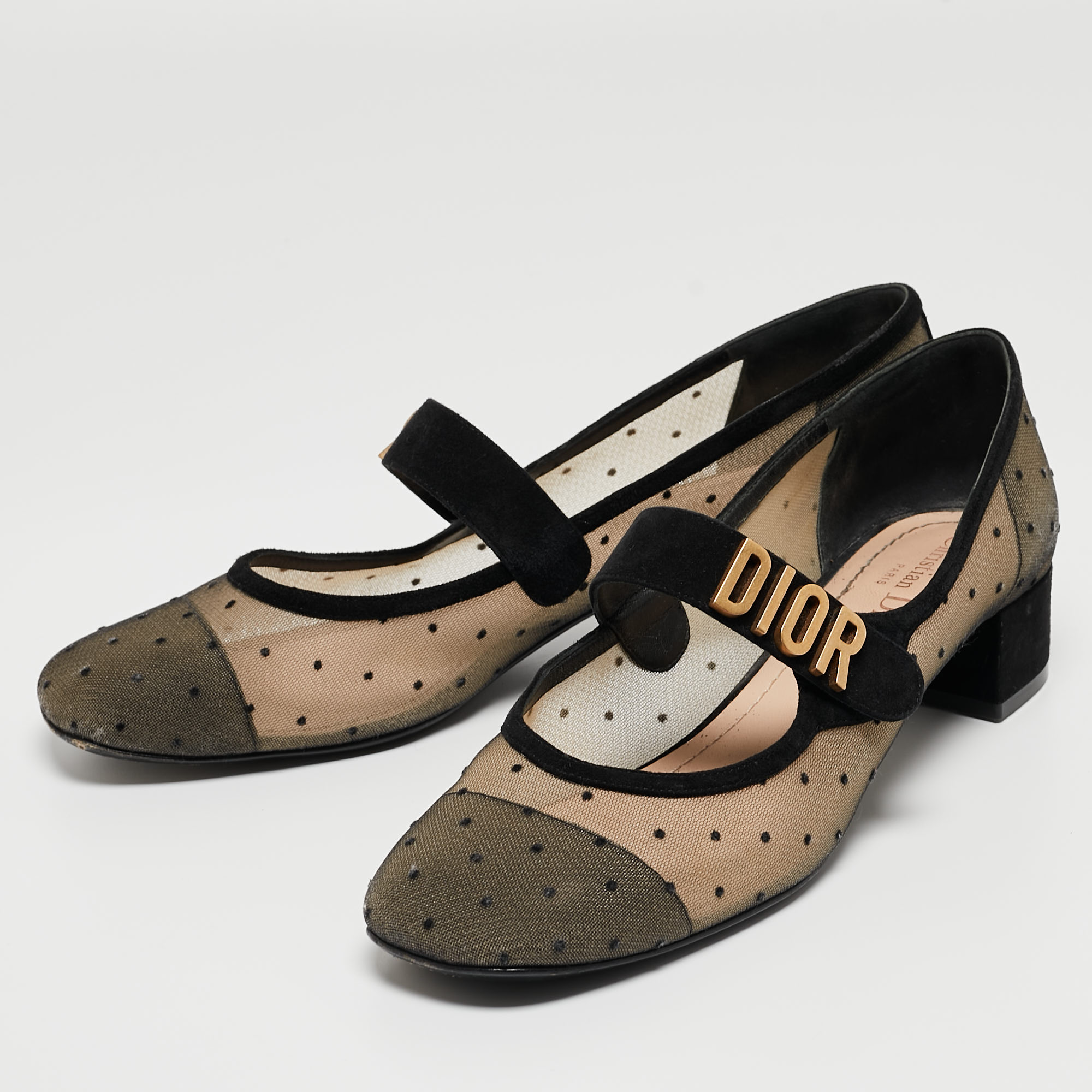 

Dior Beige/Black Mesh and Suede Baby-D Pumps Size