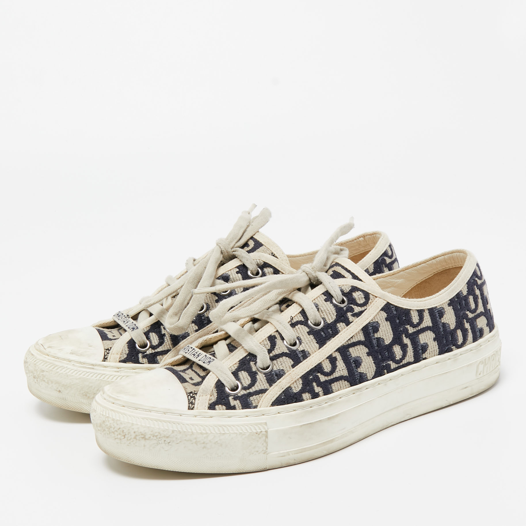 

Dior Navy Blue/White Canvas Walk'n'Dior Low Top Sneakers Size