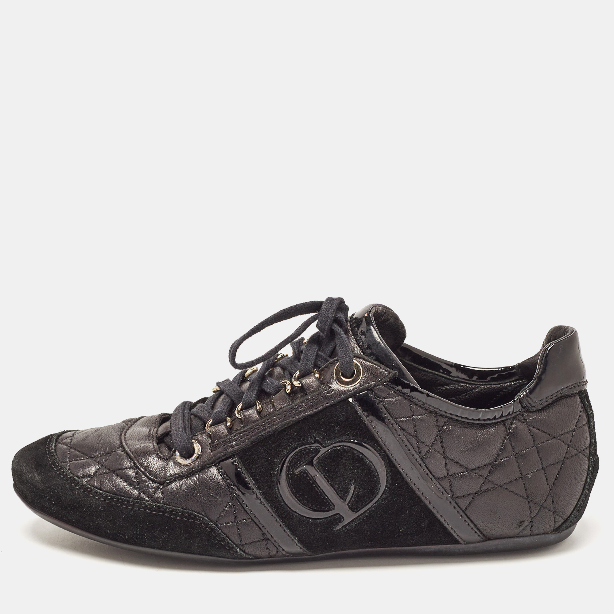 

Dior Black Cannage Leather and Suede Sneakers Size
