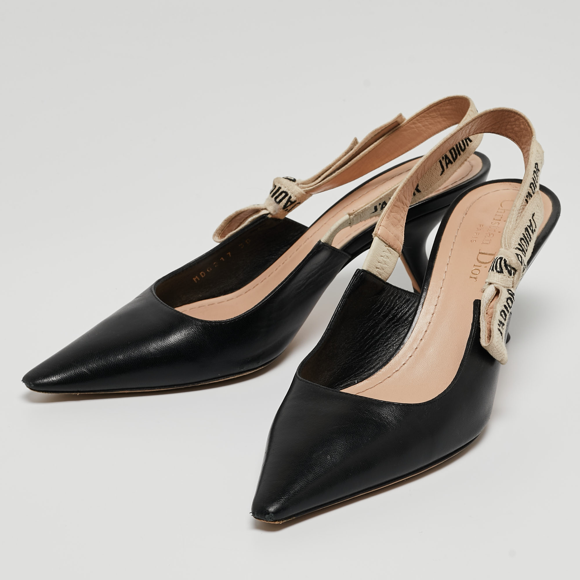 

Dior Black Leather J'Adior Slingback Pumps Size