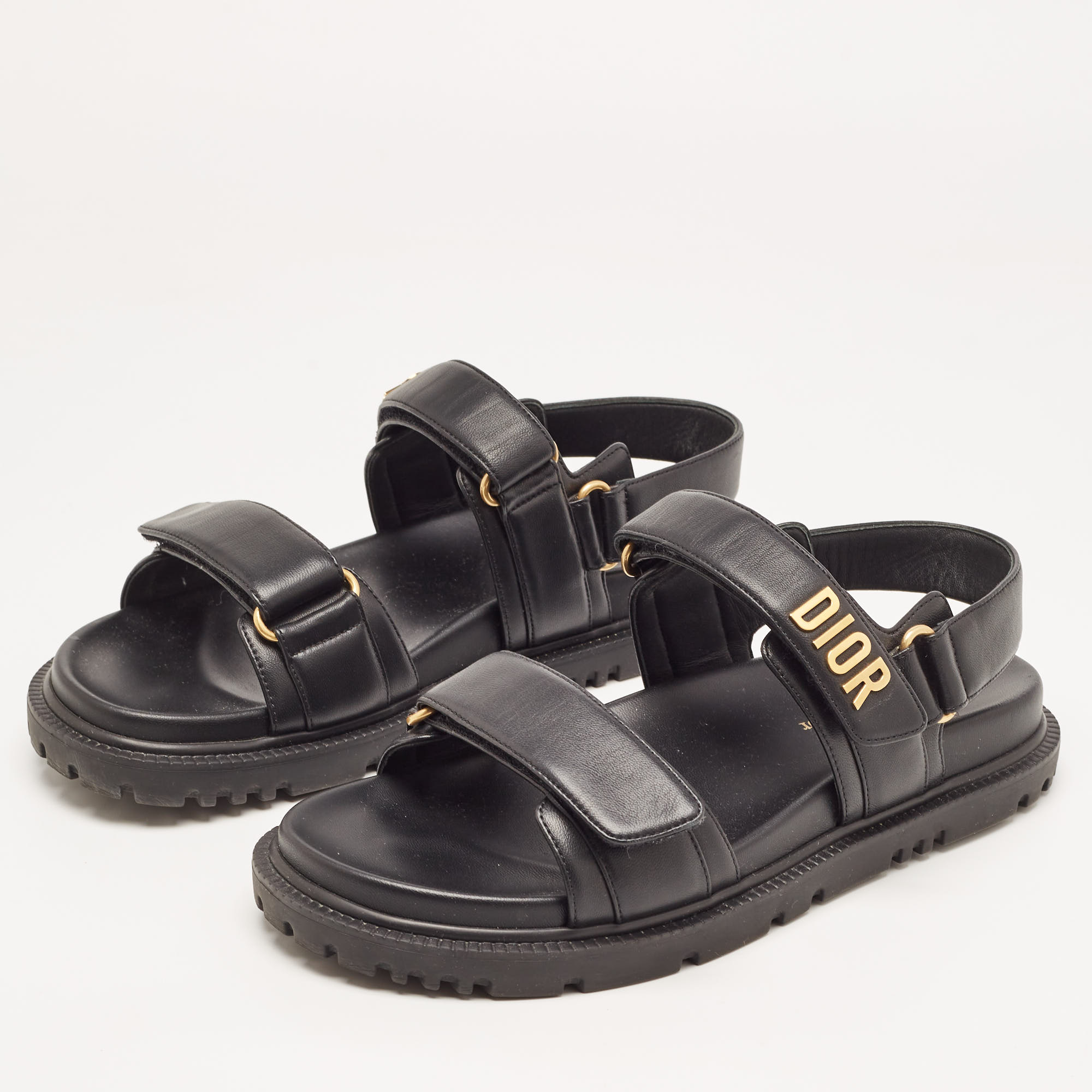 

Dior Black Leather DiorAct Slingback Sandals Size