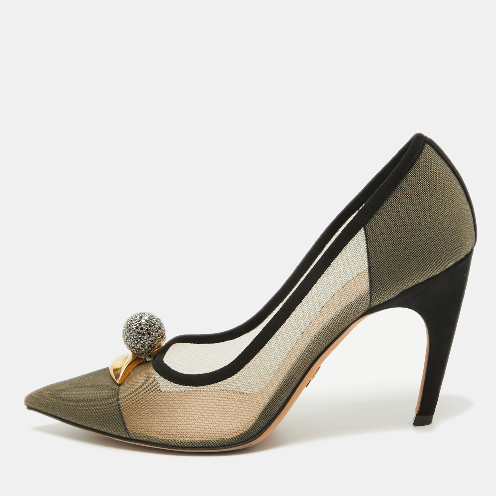 

Dior Beige/Black Suede and Mesh Lips Pumps Size