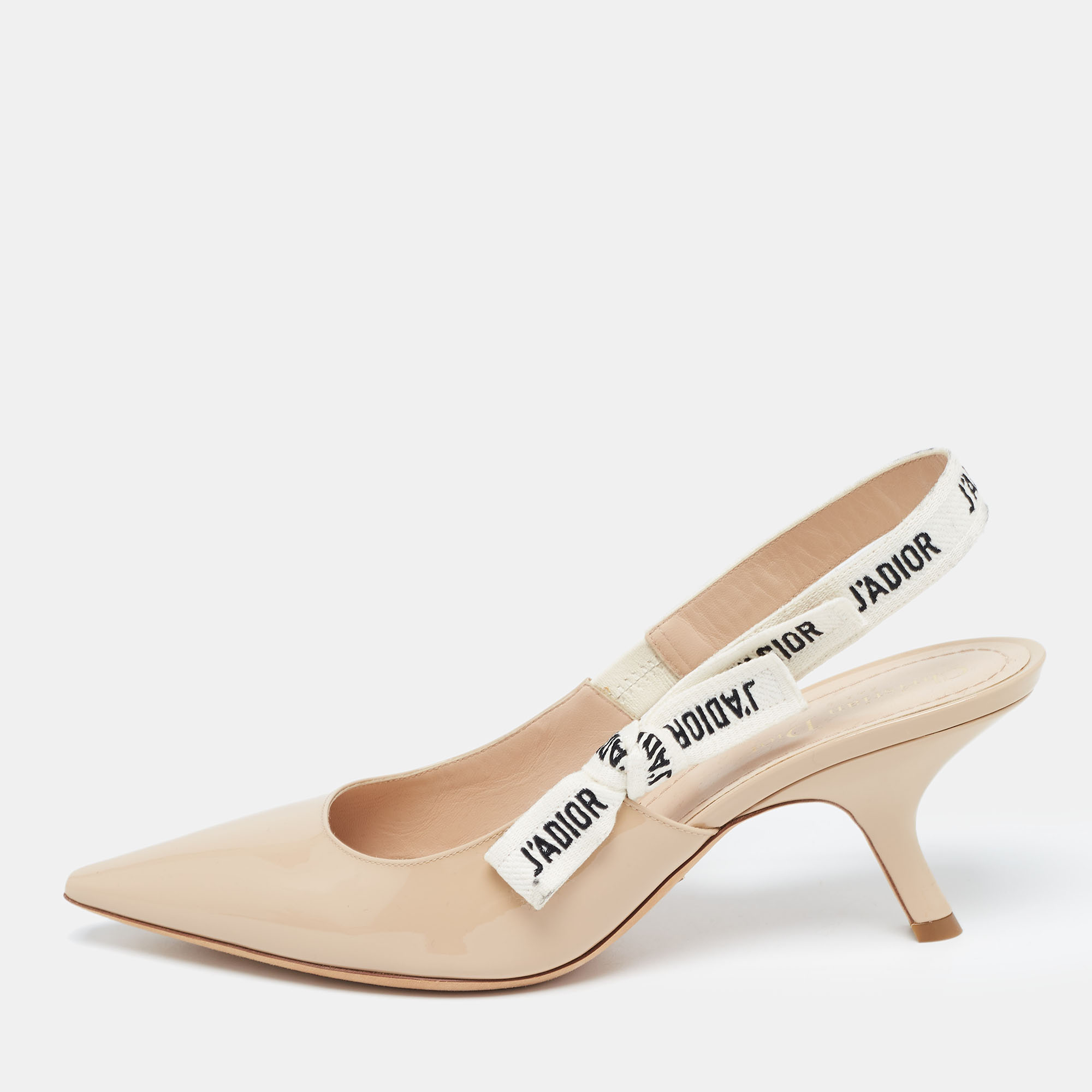 Pre Owned Dior Beige Patent J'Adior Slingback Pumps Size 41