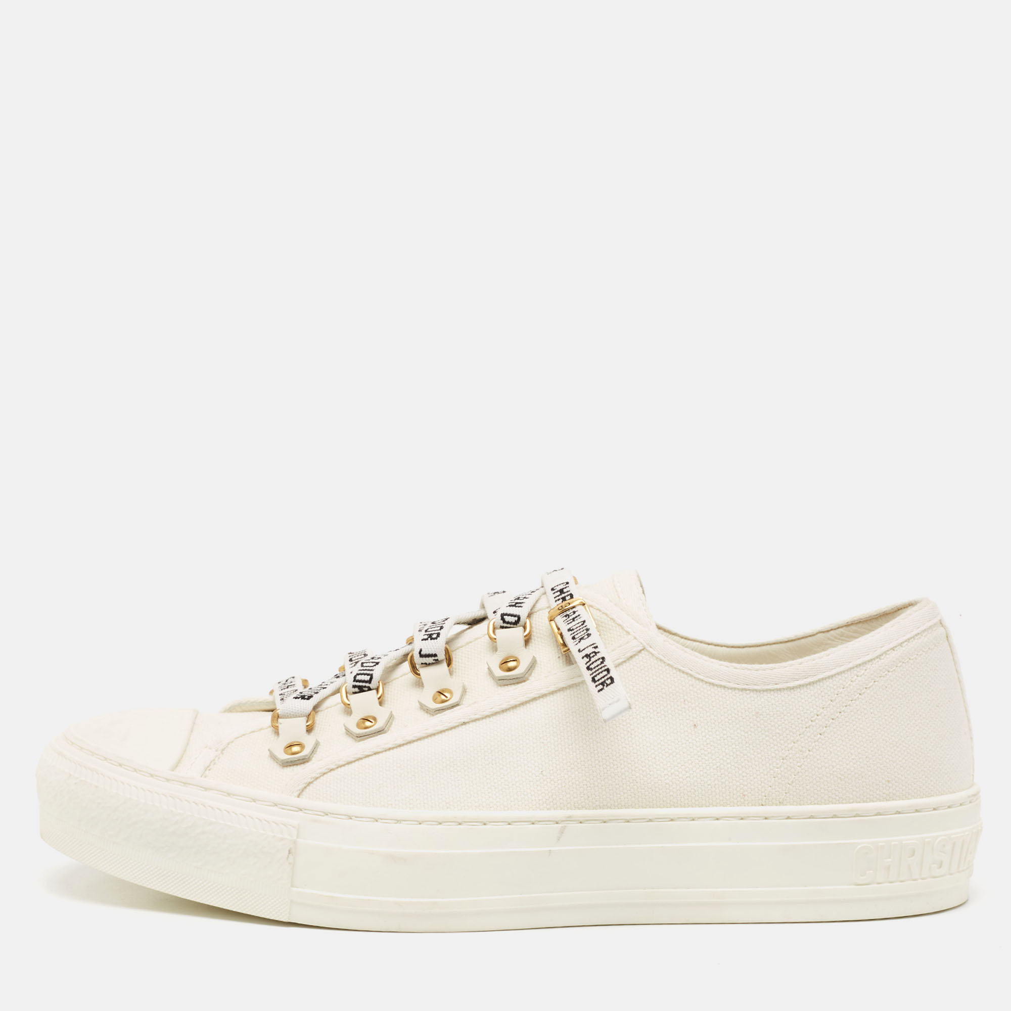 

Dior Cream Canvas Walk'n'Dior Lace Up Sneakers Size