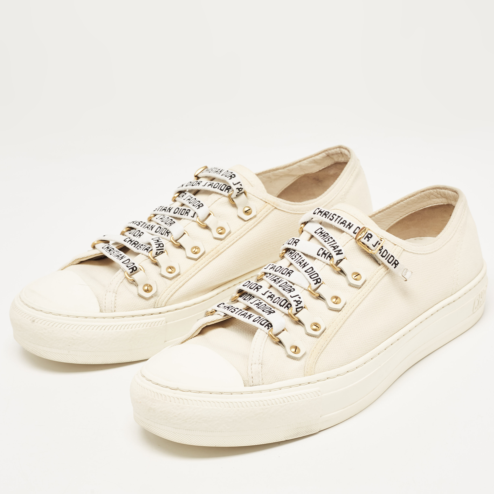 

Dior Cream Canvas Walk'n'Dior Sneakers Size