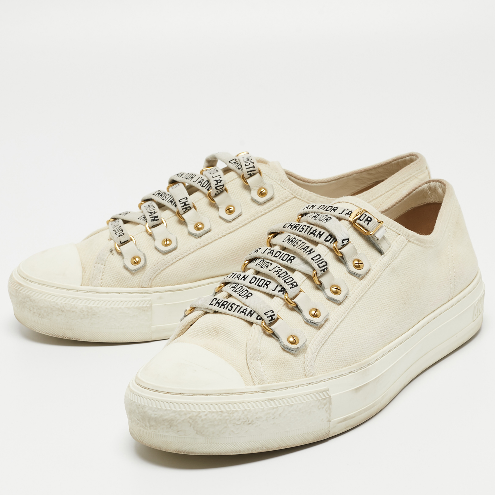 

Dior White Canvas Walk'n'Dior Low Top Sneakers Size