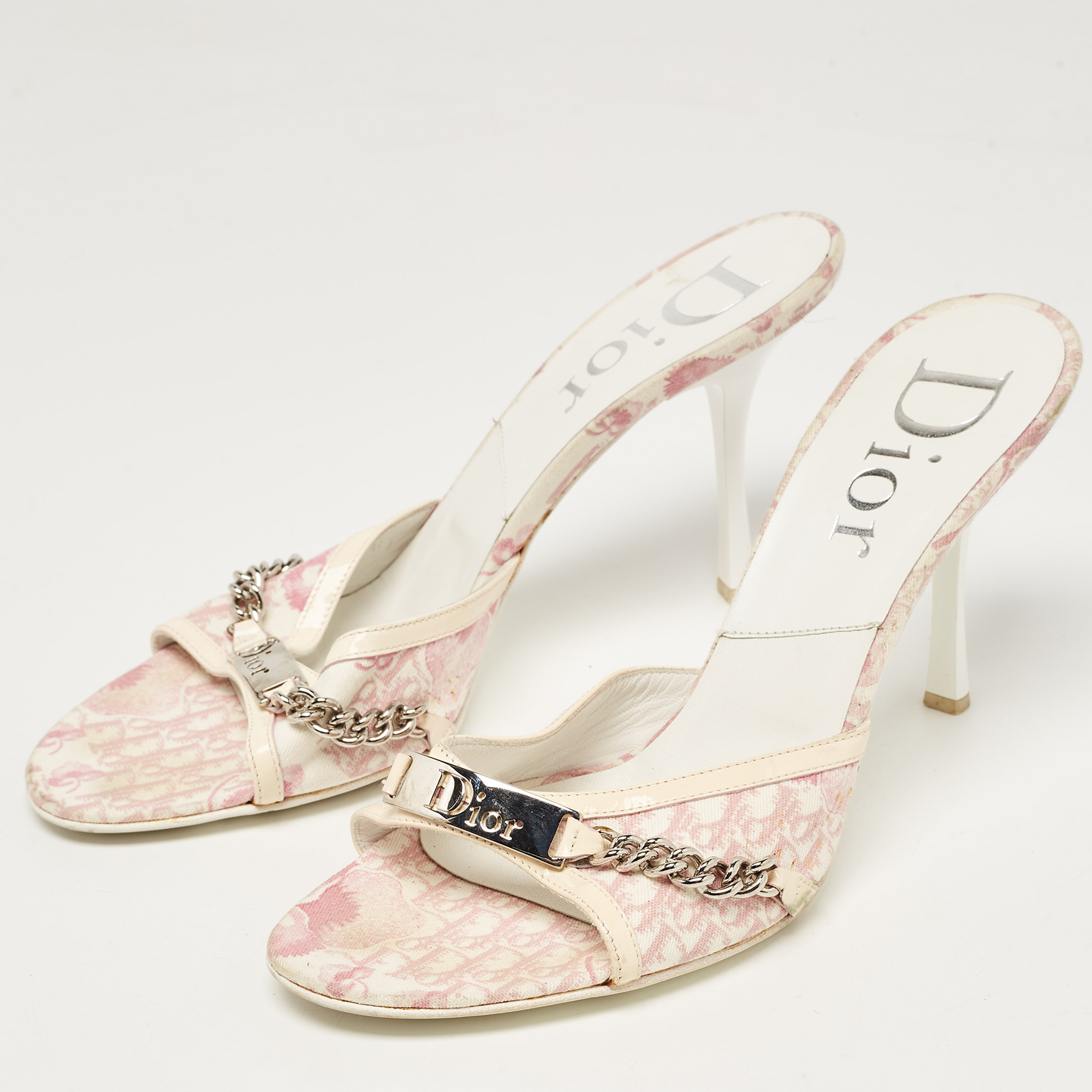 

Dior Tricolor Canvas and Patent Slide Sandals Size, Pink