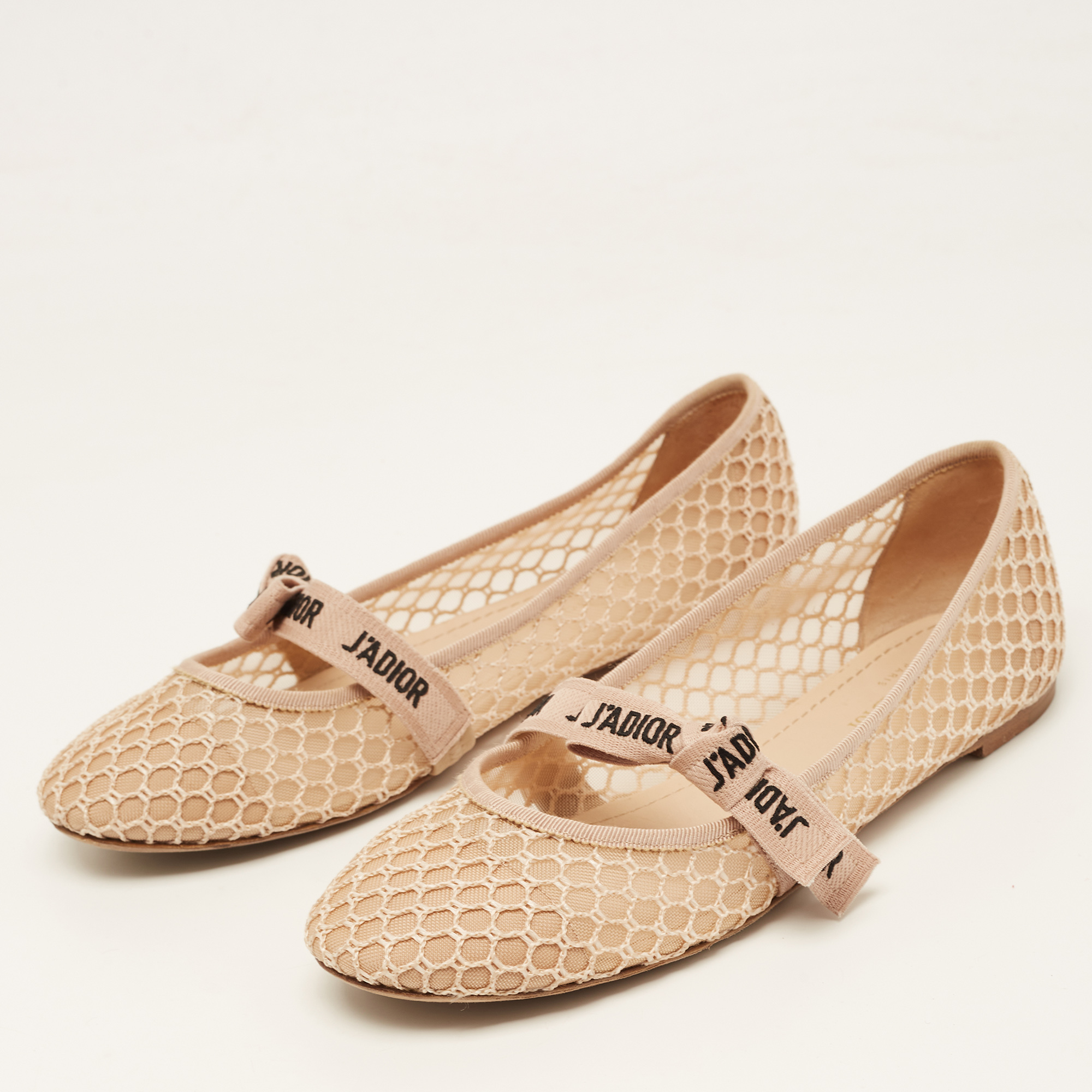 

Dior Beige Mesh J'adior Mary Jane Ballet Flats Size