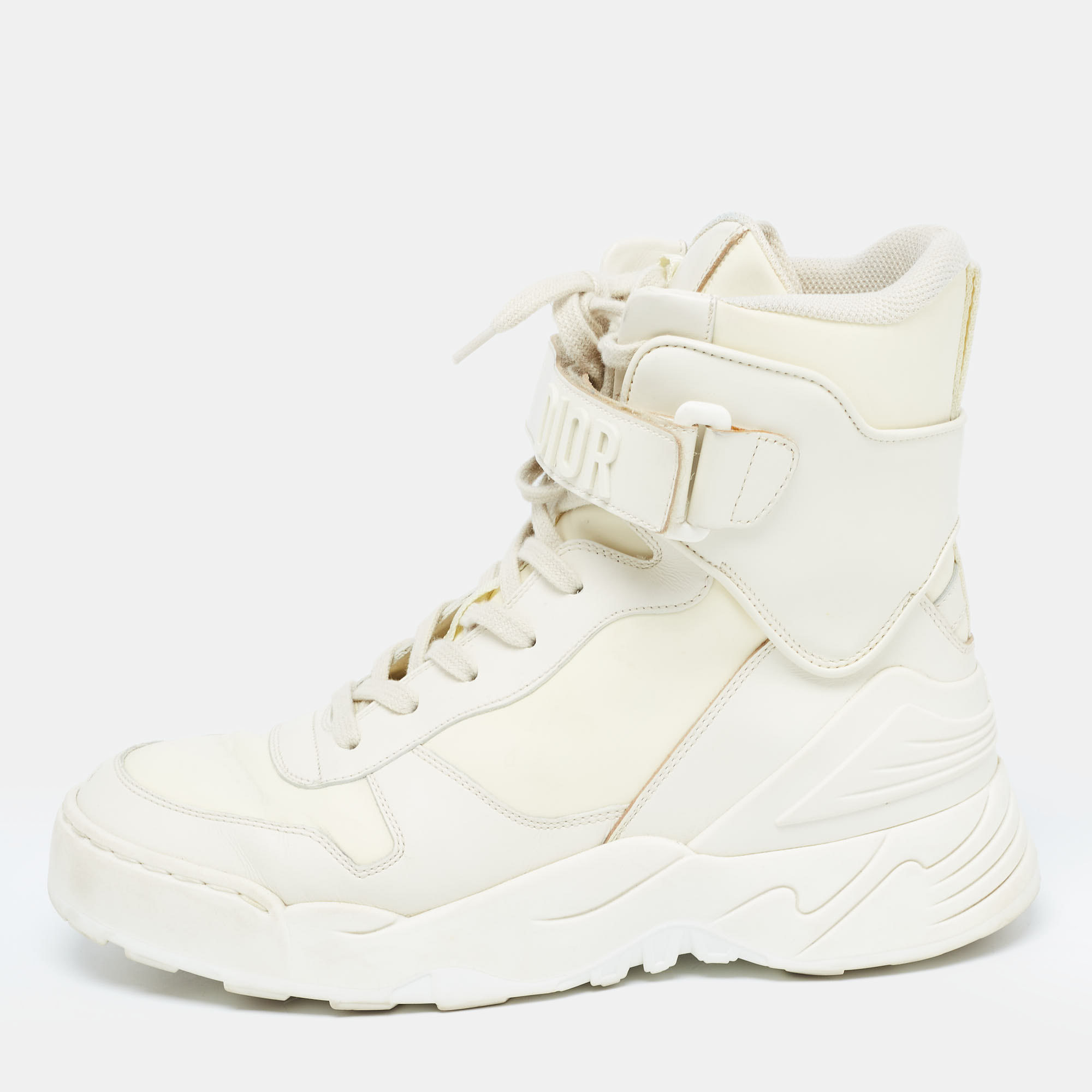 

Dior Cream Leather Jumper High Top Sneakers Size
