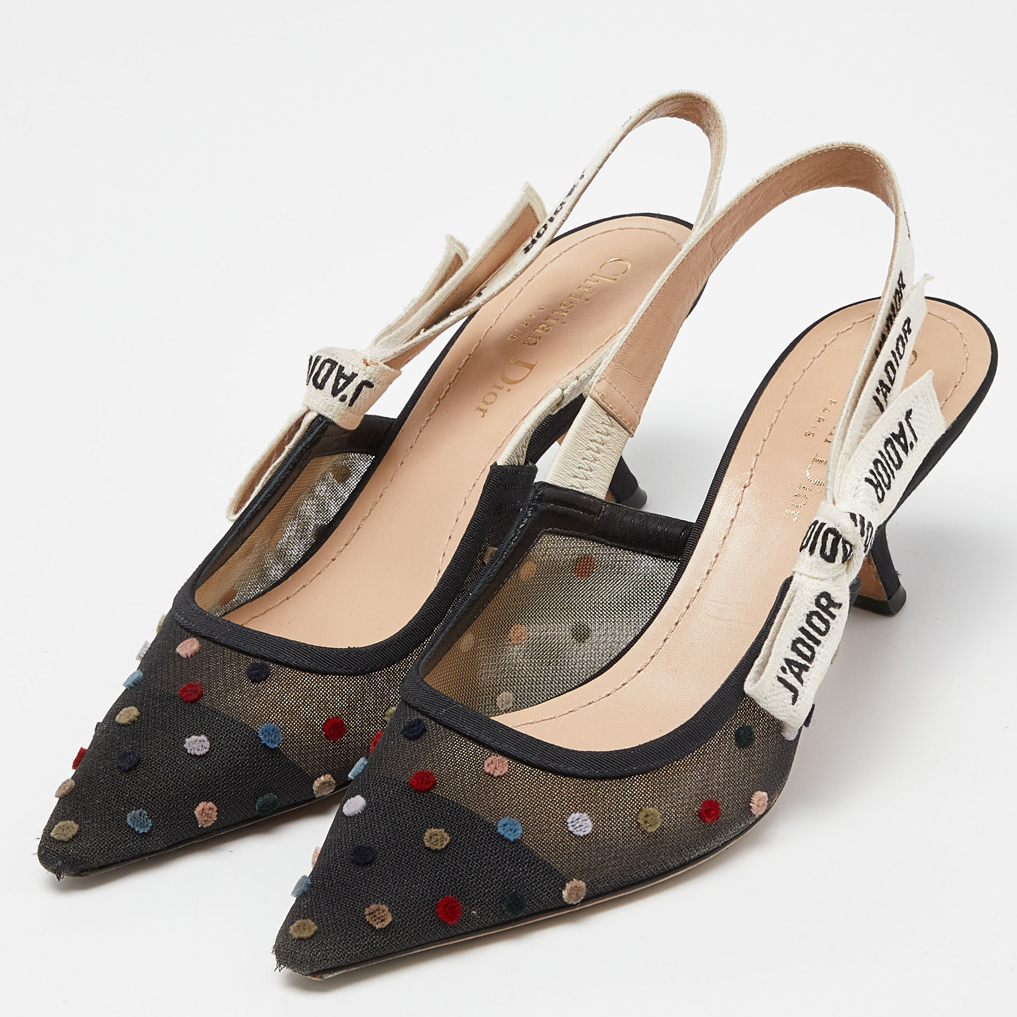 

Dior Black Canvas and Mesh J'adior Slingback Pumps Size