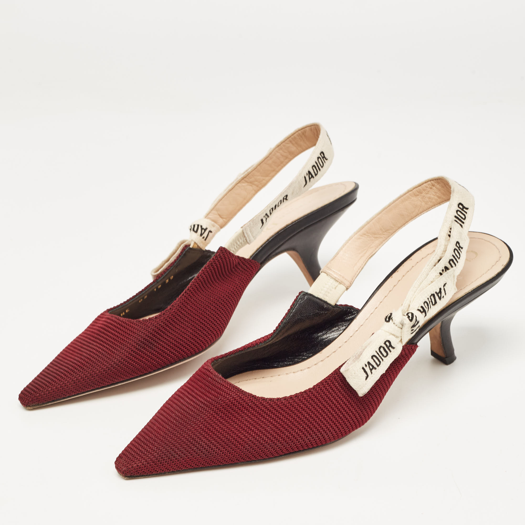 

Dior Burgundy Mesh J'Adior Slingback Pumps Size